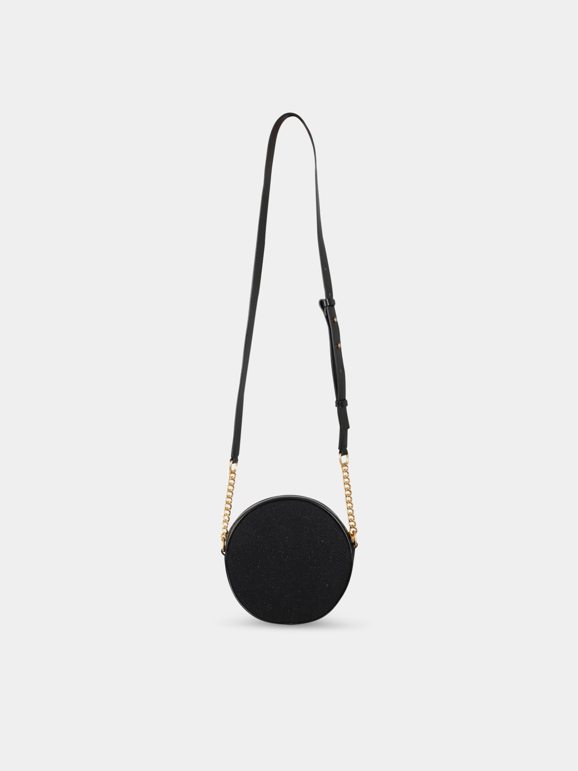 Borsa nera per bambina con logo metallizzato,Balmain Kids,BS0A48 I0138 930