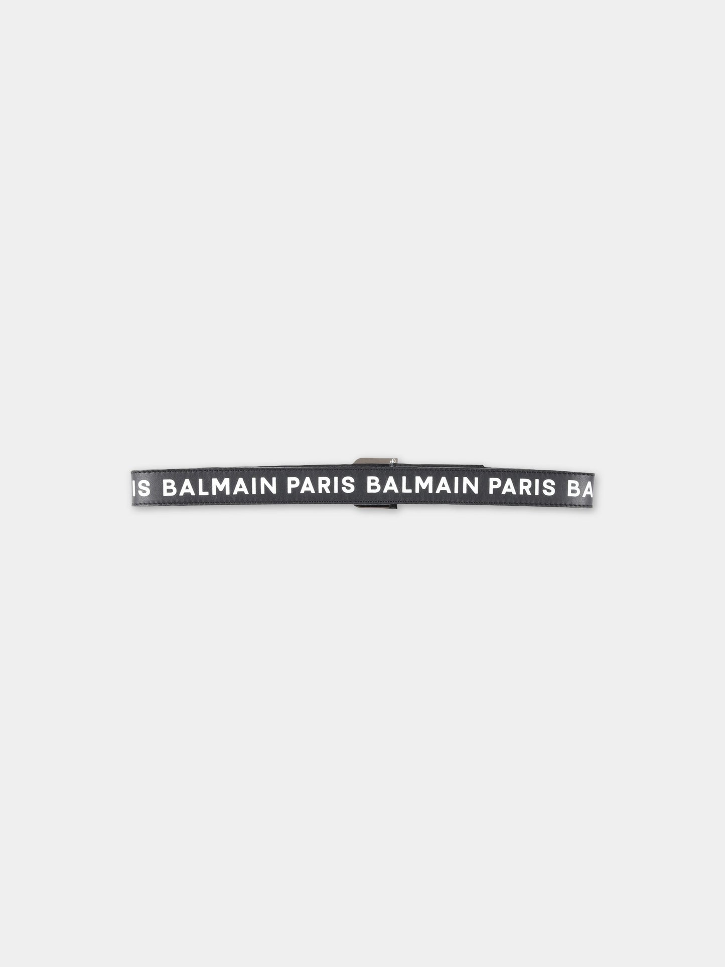 Cintura nera per bambini con logo bianco,Balmain Kids,BS0P21 Z0847 930