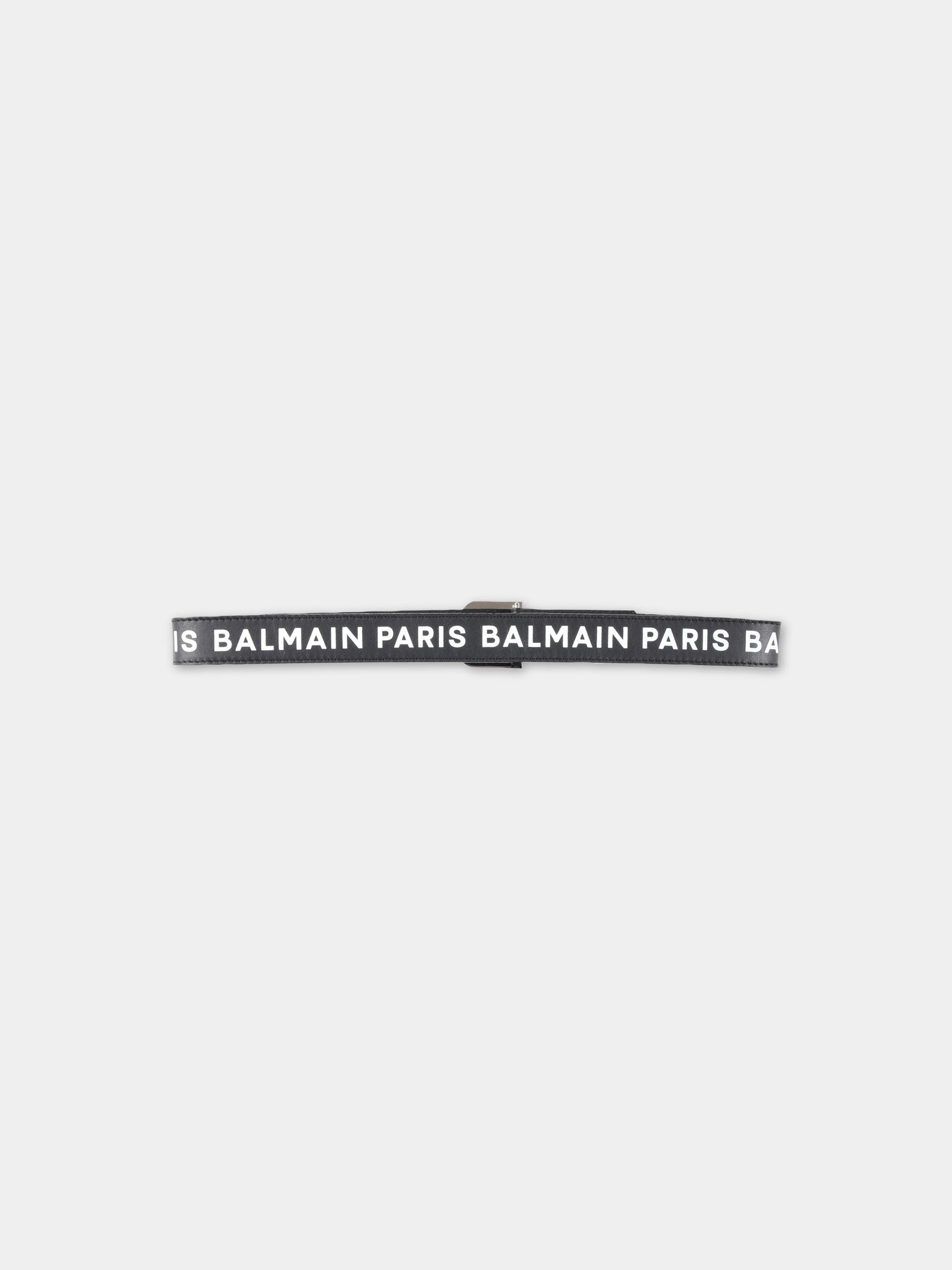 Cintura nera per bambini con logo bianco,Balmain Kids,BS0P21 Z0847 930