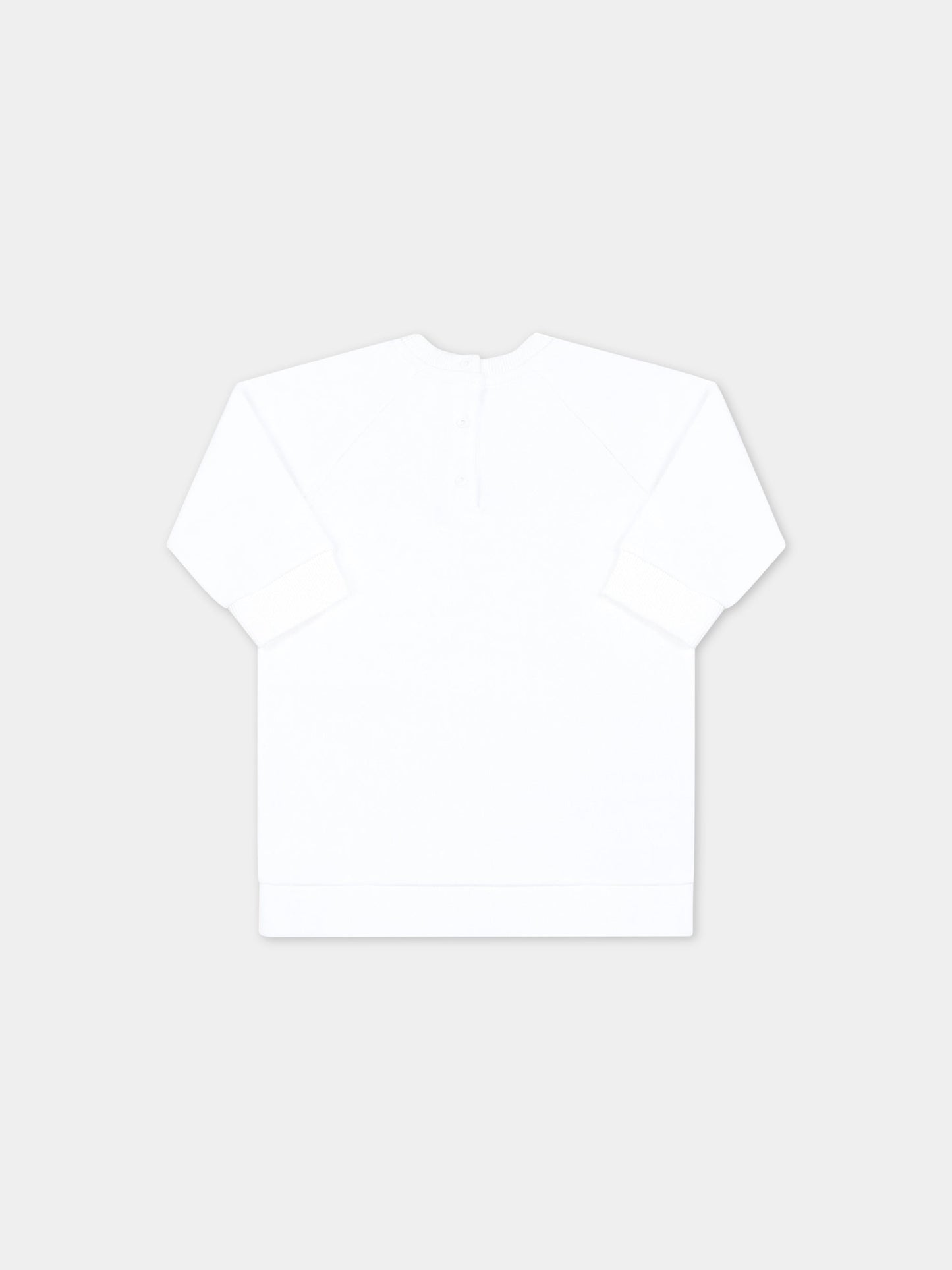 Vestito bianco per neonata con logo dorato,Balmain Kids,BS1000 Z0001 100OR