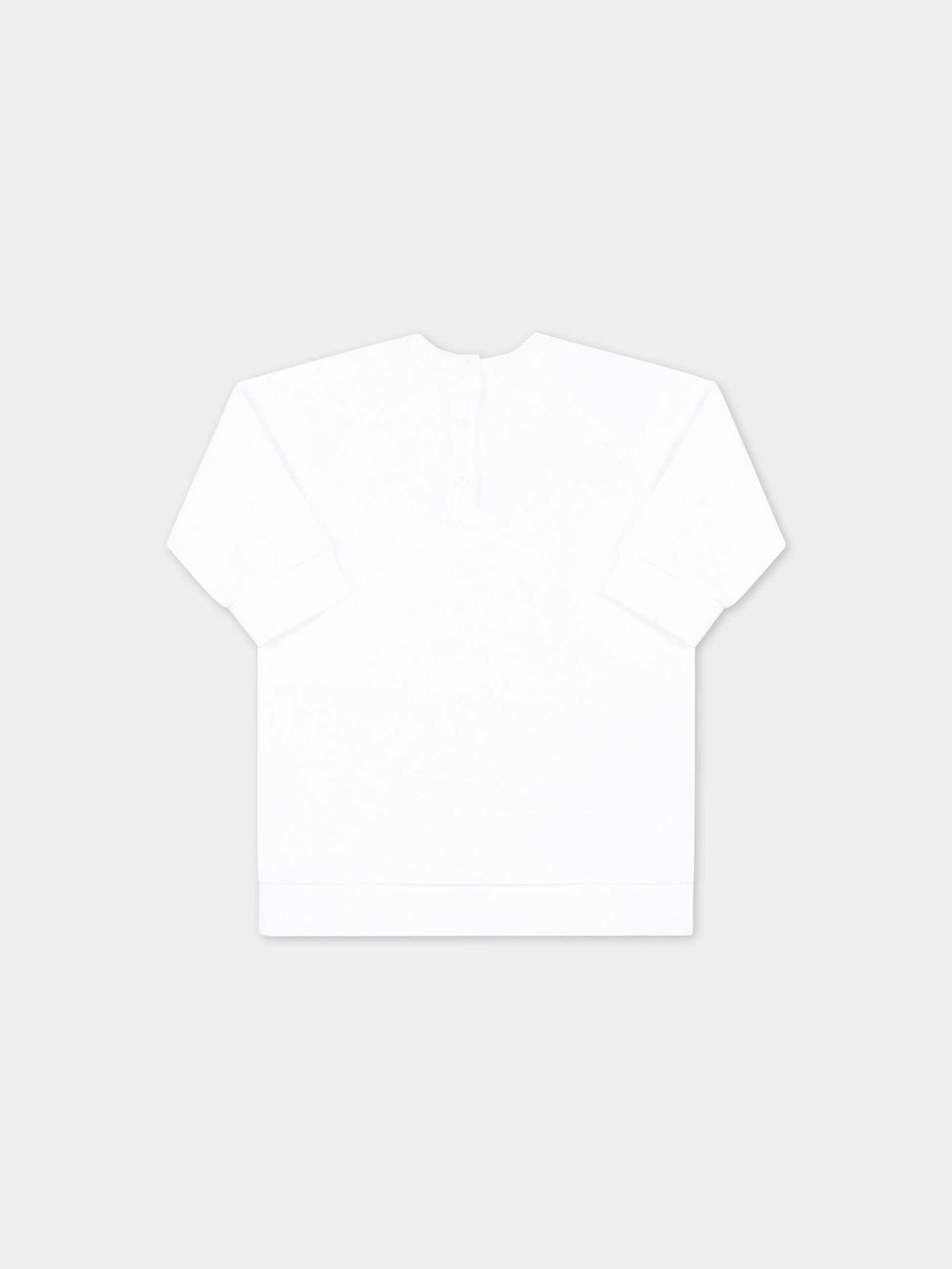 Vestito bianco per neonata con logo dorato,Balmain Kids,BS1000 Z0001 100OR