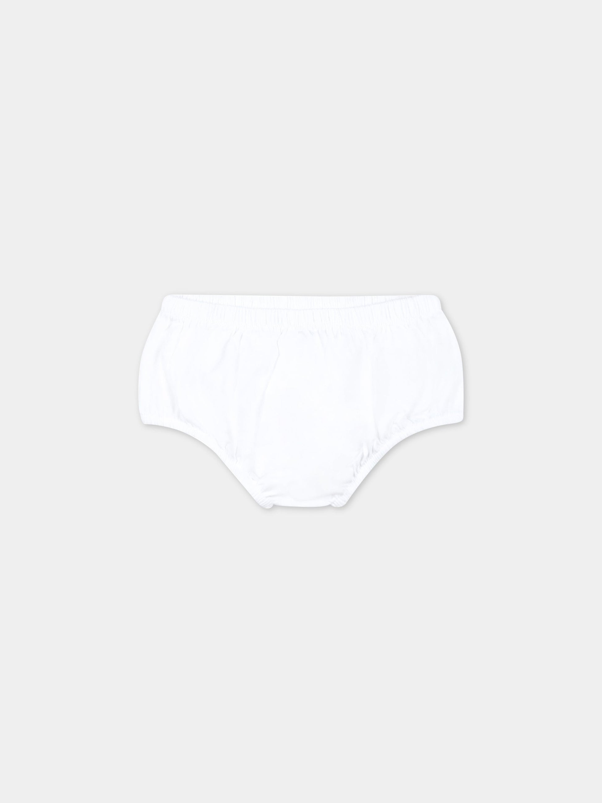 Vestito bianco per neonata con logo dorato,Balmain Kids,BS1000 Z0001 100OR