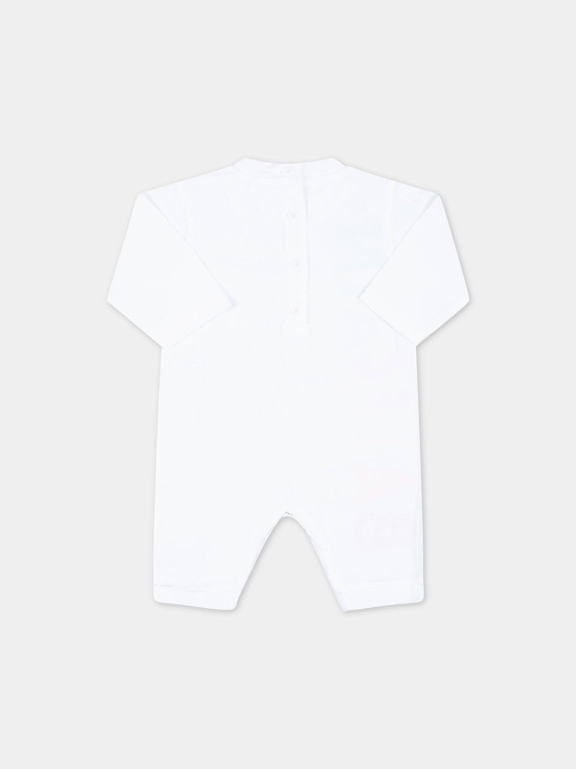 Tutina bianca per neonati con logo colorato,Balmain Kids,BSA500 Z0001 100