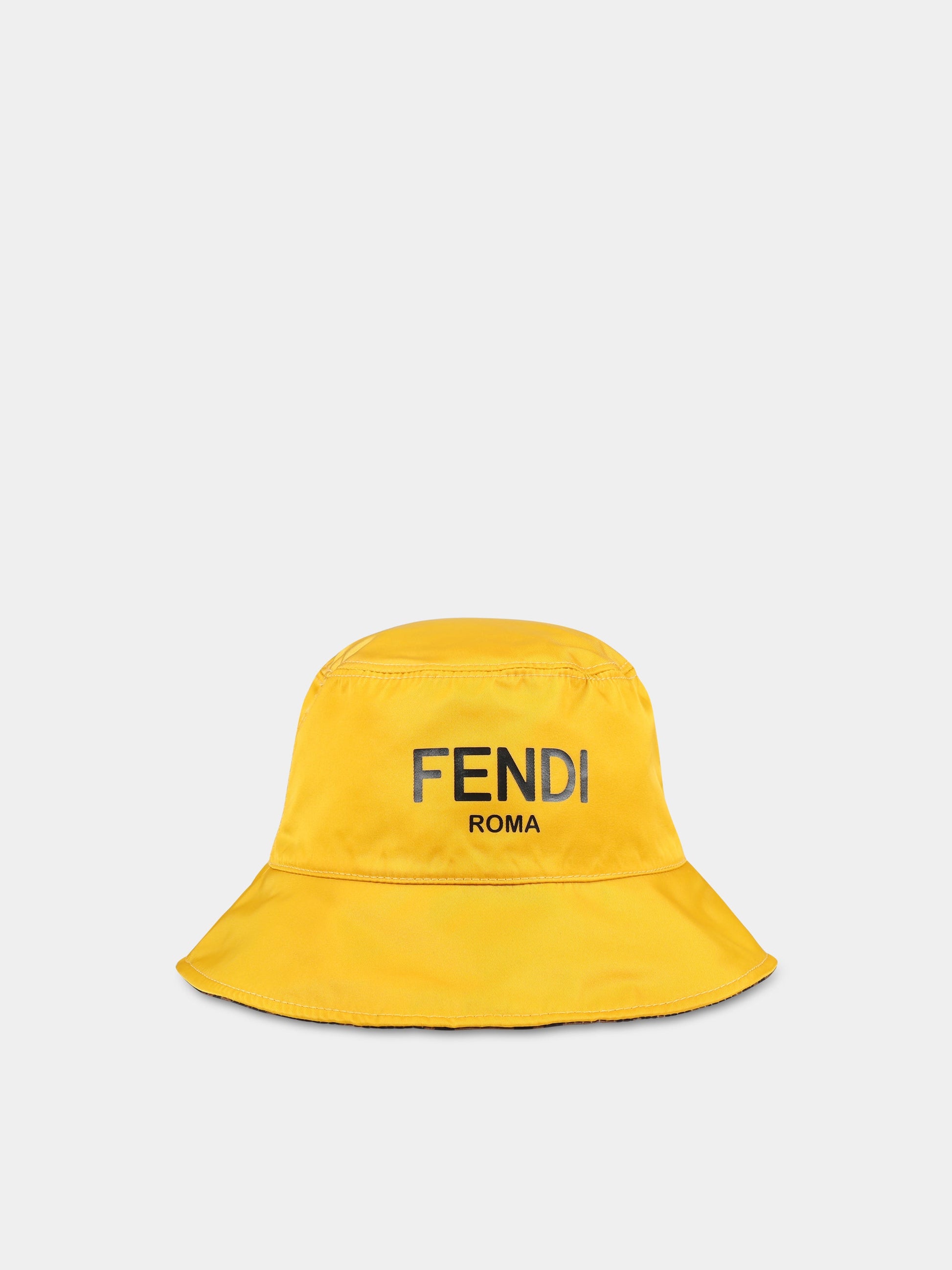 Cloche marrone per bambini con iconiche doppie FF,Fendi Kids,JUP017 AMRQ F17QF