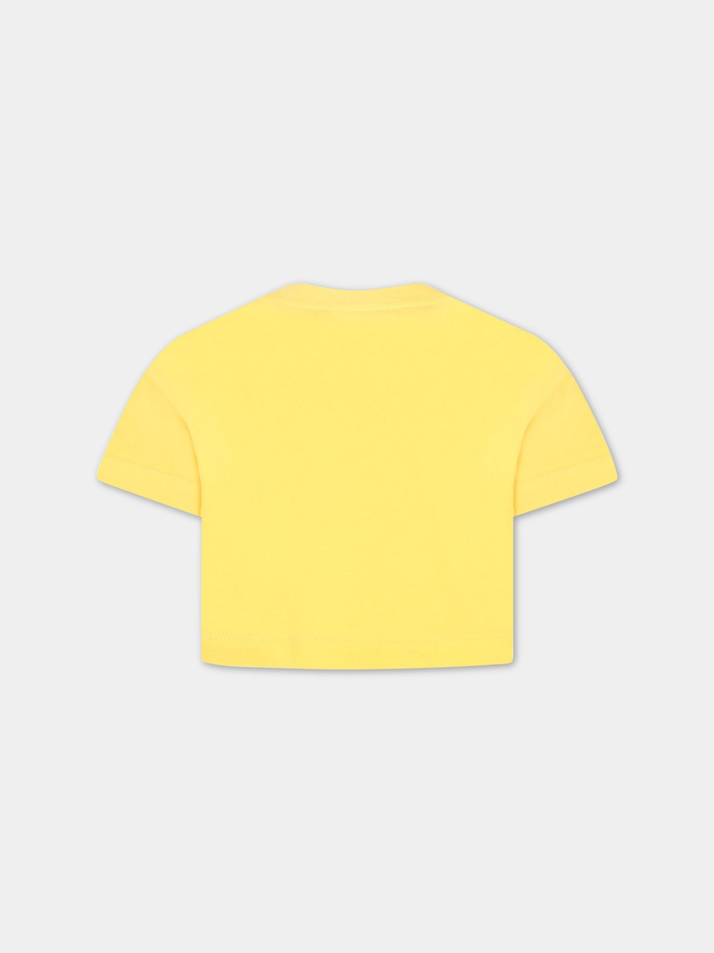 T-shirt gialla per bambina con logo bianco,Fendi Kids,JFI276 7AJ F08HW