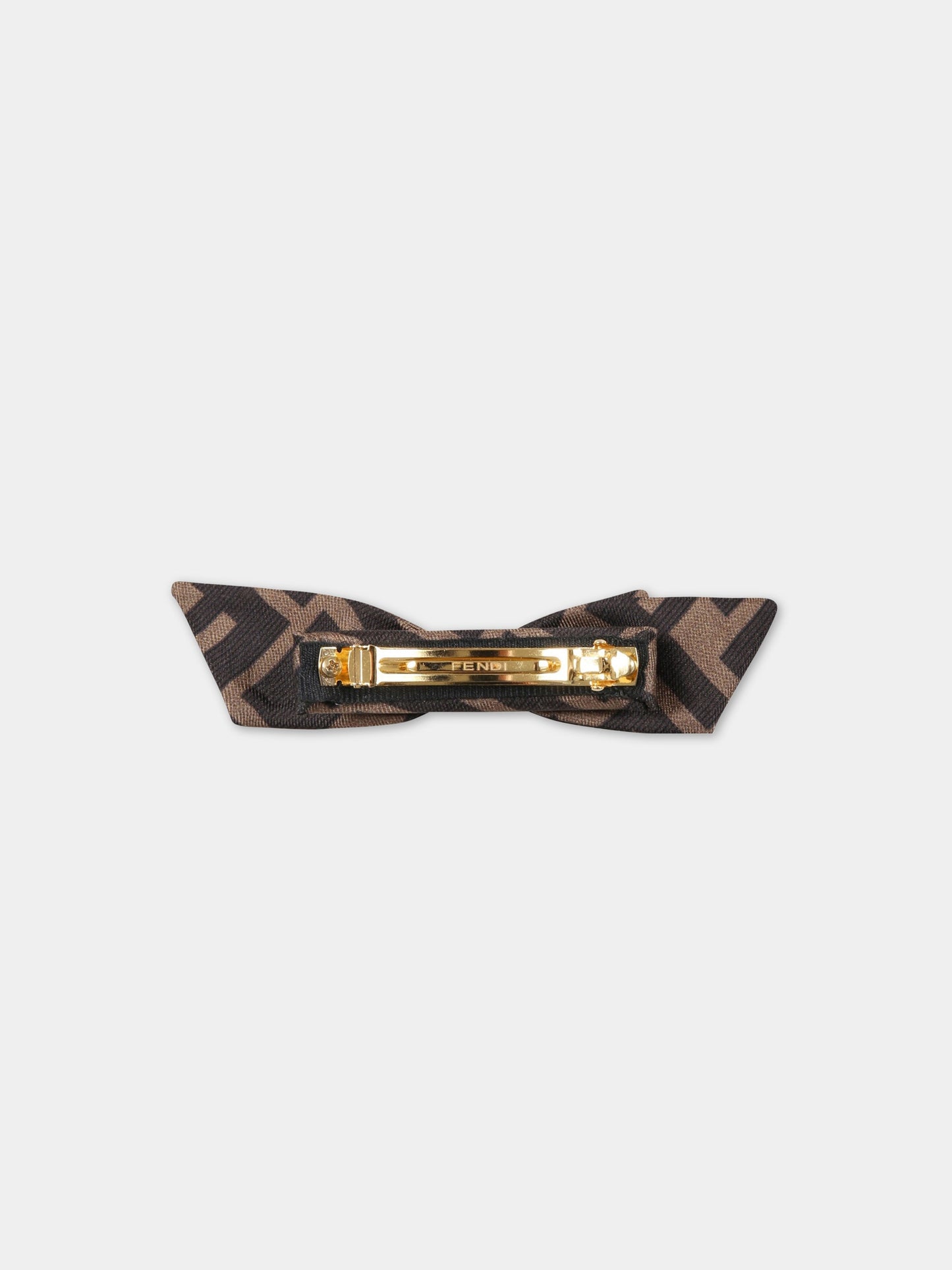 Fermaglio marrone per bambina con iconiche FF,Fendi Kids,JFP338 AMRU F15B6