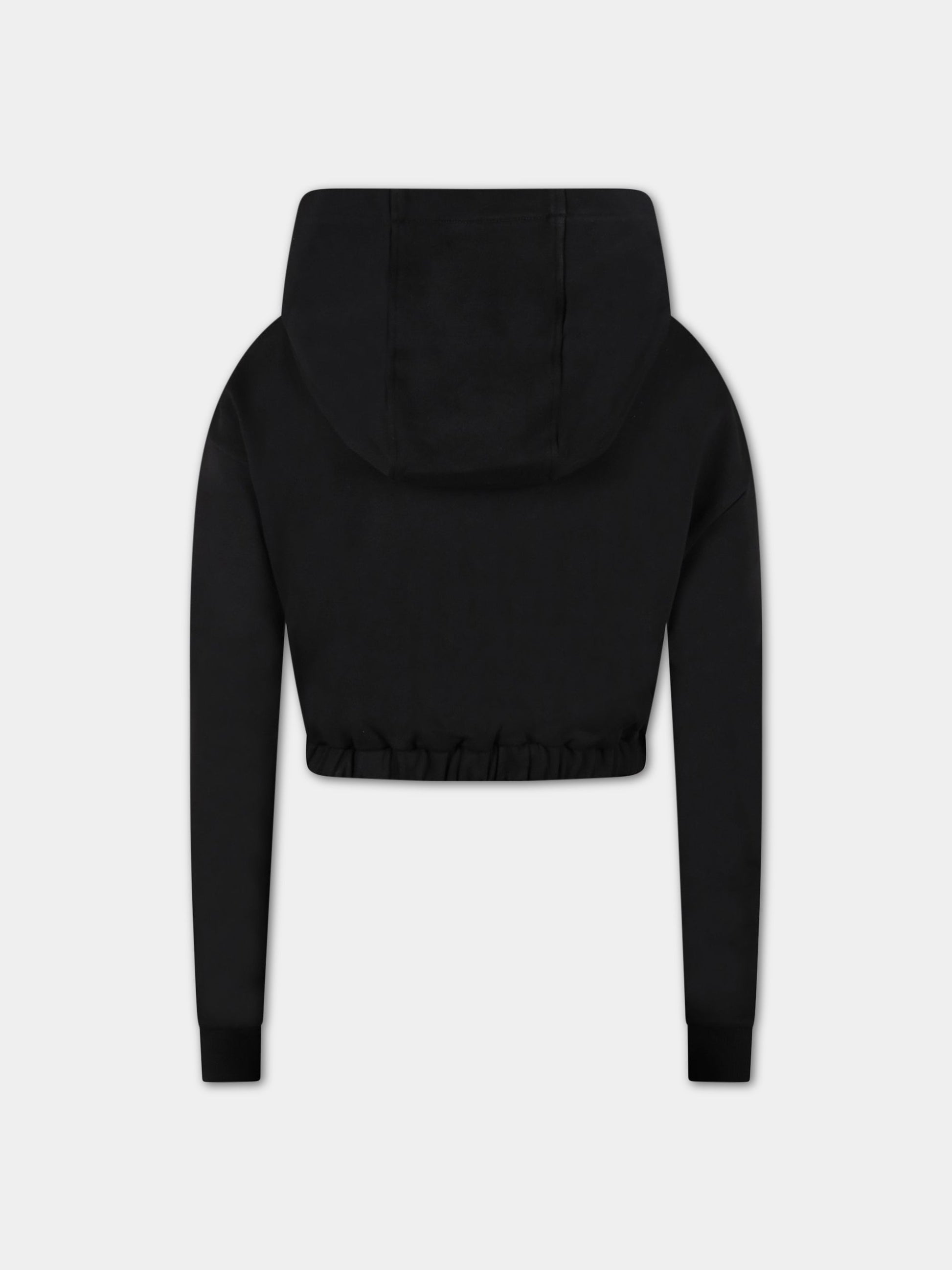 Felpa nera per bambina con logo giallo FF,Fendi Kids,JFH135 5V0 F0GME