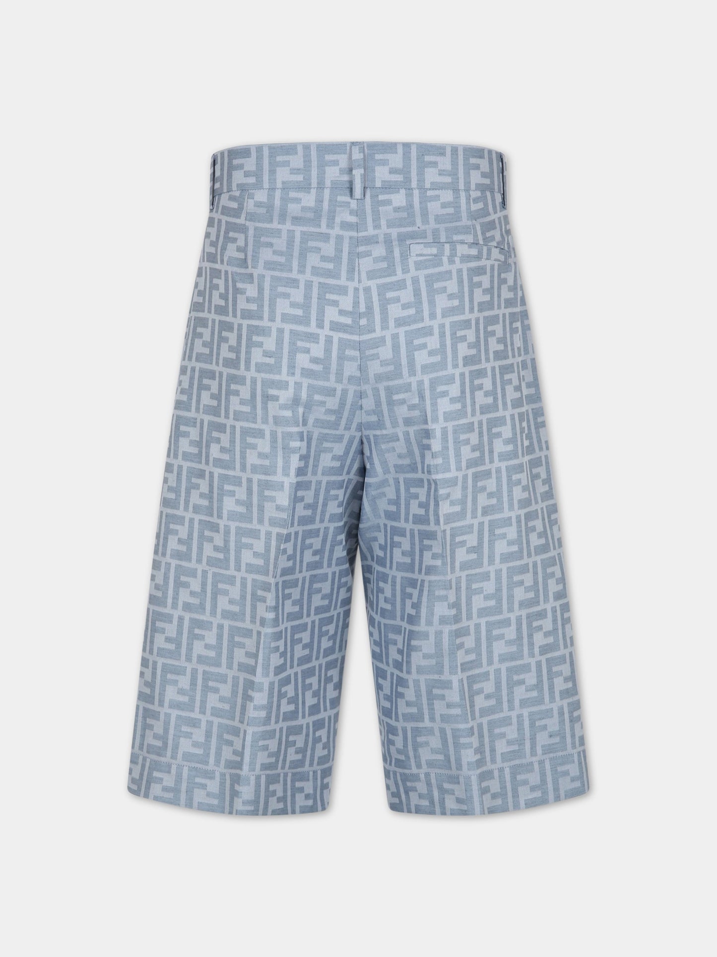 Bermuda azzurri per bambino con FF,Fendi Kids,JMF421 AMH9 F1JKV