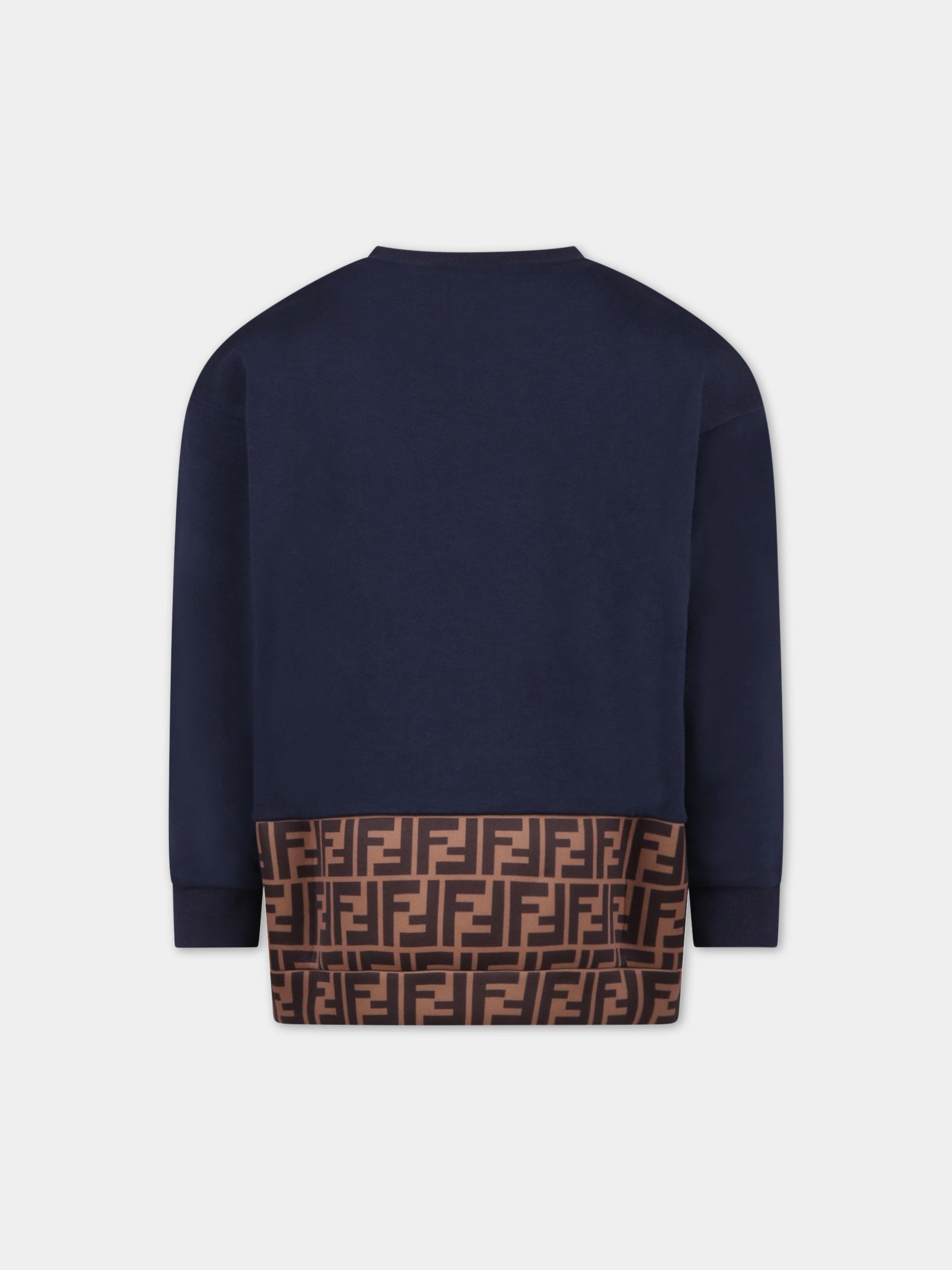 Felpa nera per bambino con logo,Fendi Kids,JMH169 5V0 F0QB0