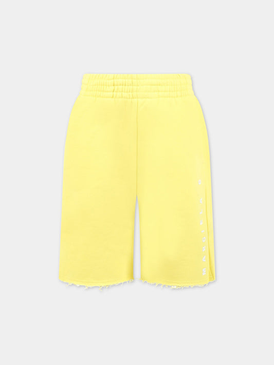 Shorts gialli per bambino con logo bianco,Mm6 Maison Margiela,M60316 MM007 M6203