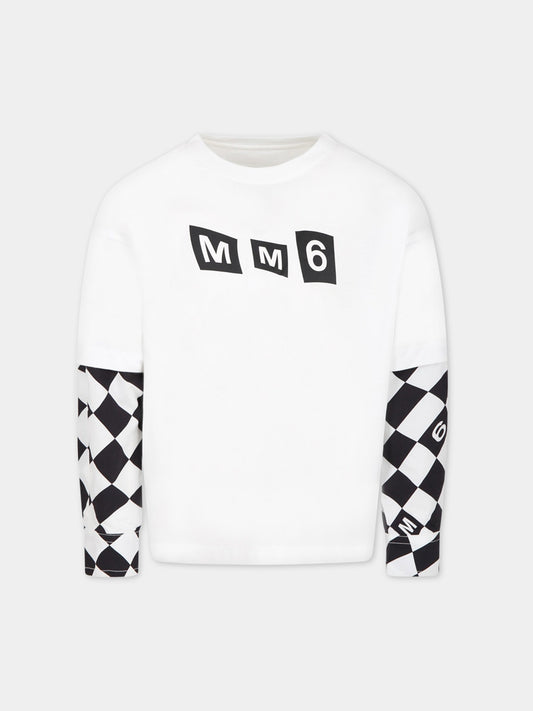 T-shirt bianca per bambino con logo,Mm6 Maison Margiela,M60308 MM022 M6100