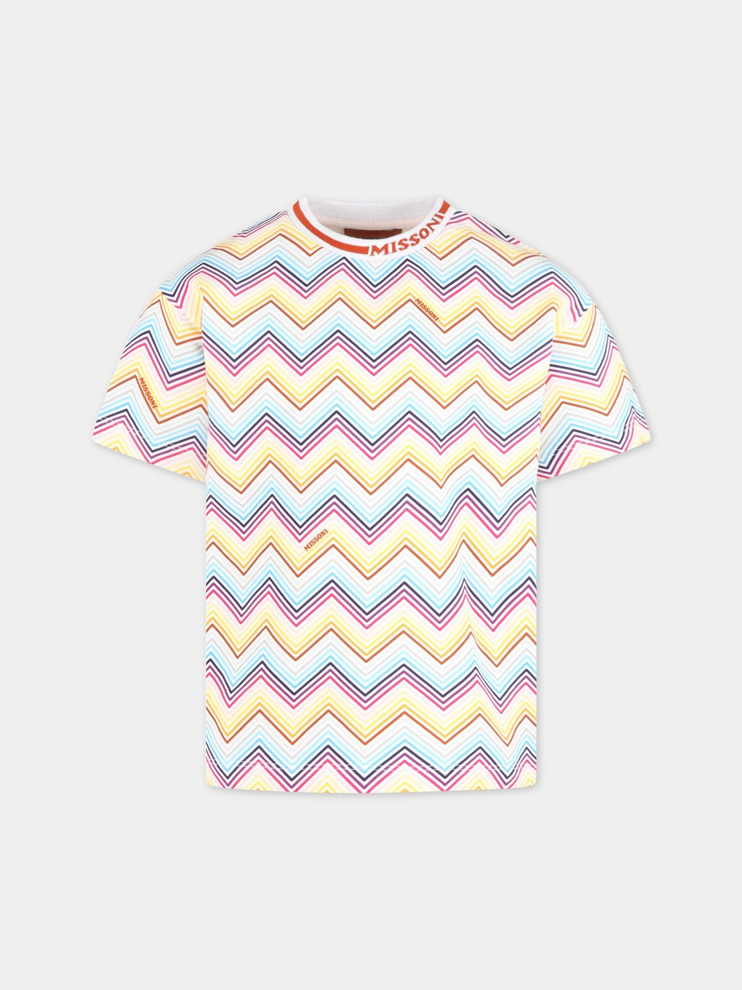 T-shirt multicolor per bambina con iconico motivo a chevron,Missoni,MS4A11 Z1209 100MC