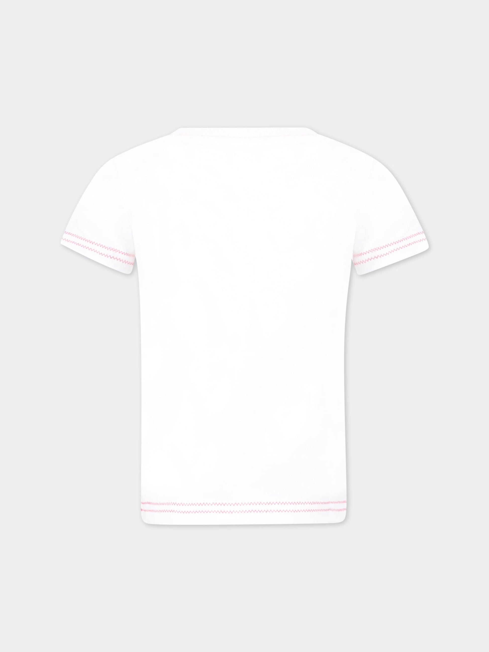 T-shirt bianca per bambina con logo ricamato,Missoni,MS8A41 J0177 100