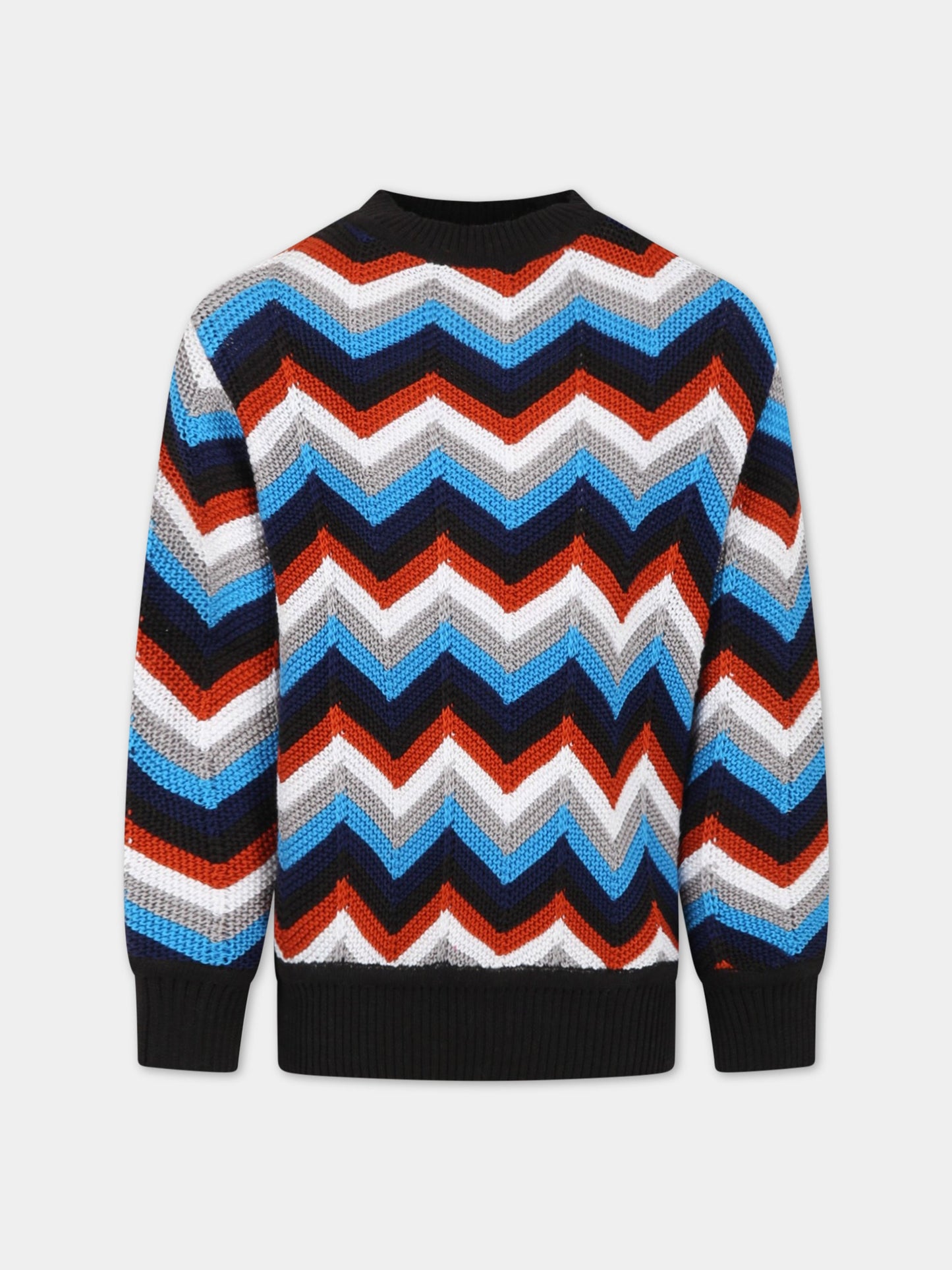 Maglione multicolor per bambino con motivo a chevron,Missoni,MS9P00 X0018 999BL