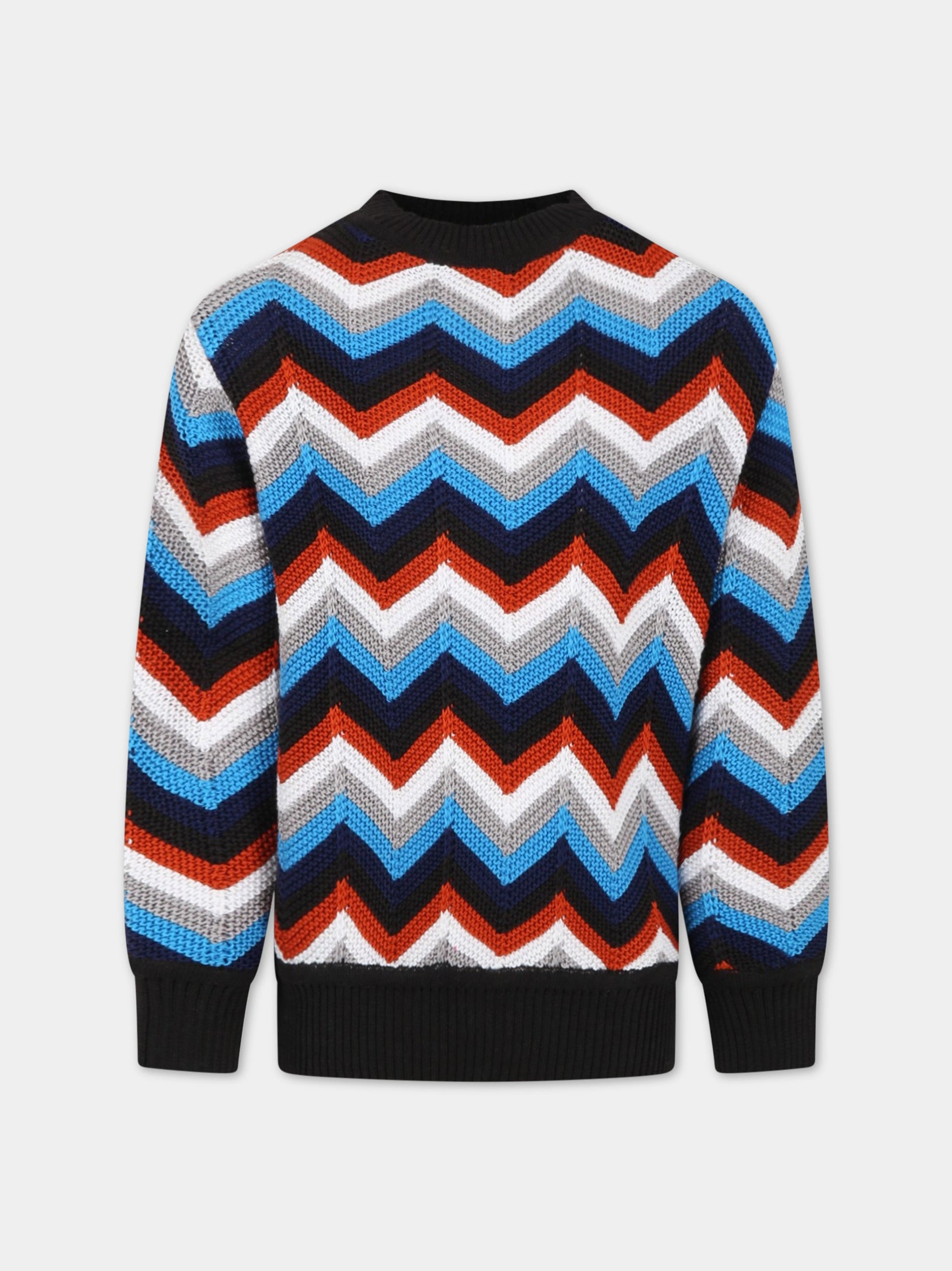 Maglione multicolor per bambino con motivo a chevron,Missoni,MS9P00 X0018 999BL