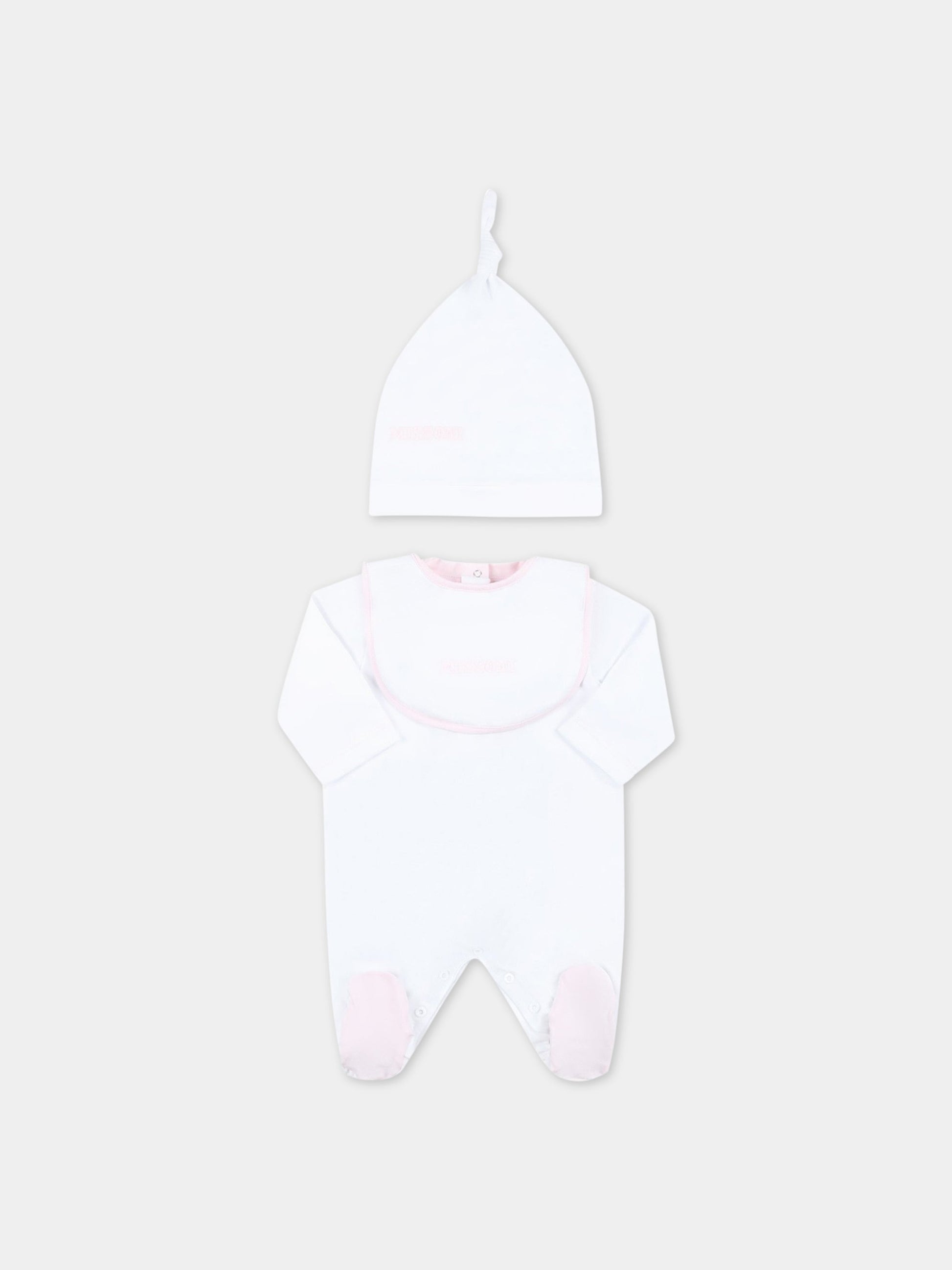 Set bianco per neonata con logo rosa,Missoni,MSB019 J0177 100RS