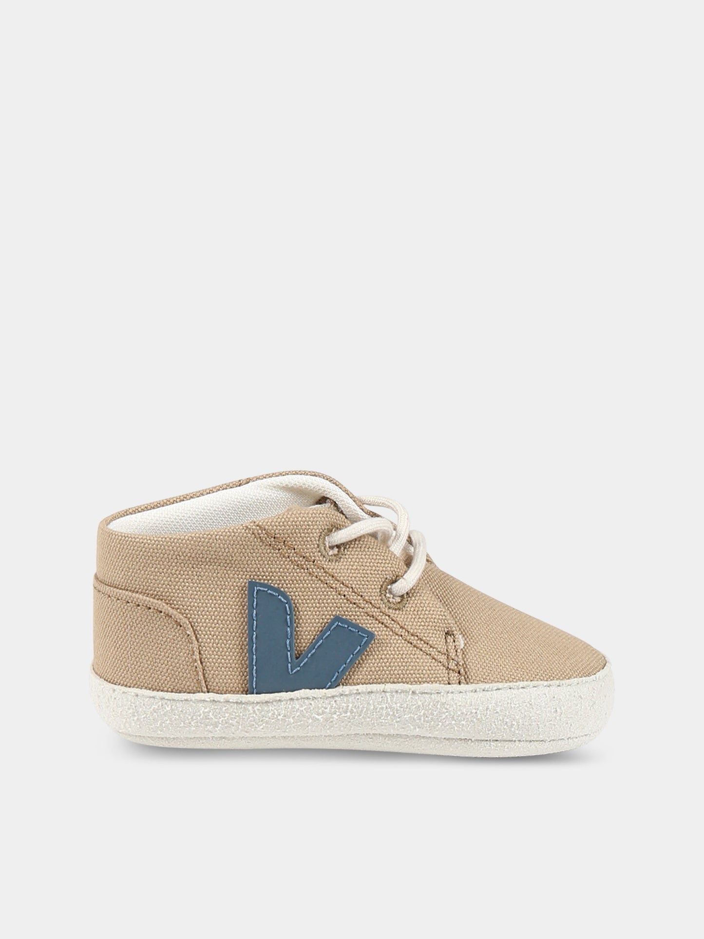 Sneakers marrone per neonato con logo blu,Veja,BB0103258C