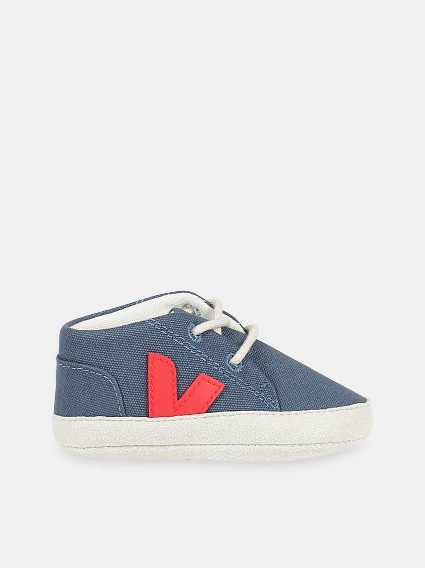Sneakers blu per neonato con logo rosso,Veja,BB0103262C
