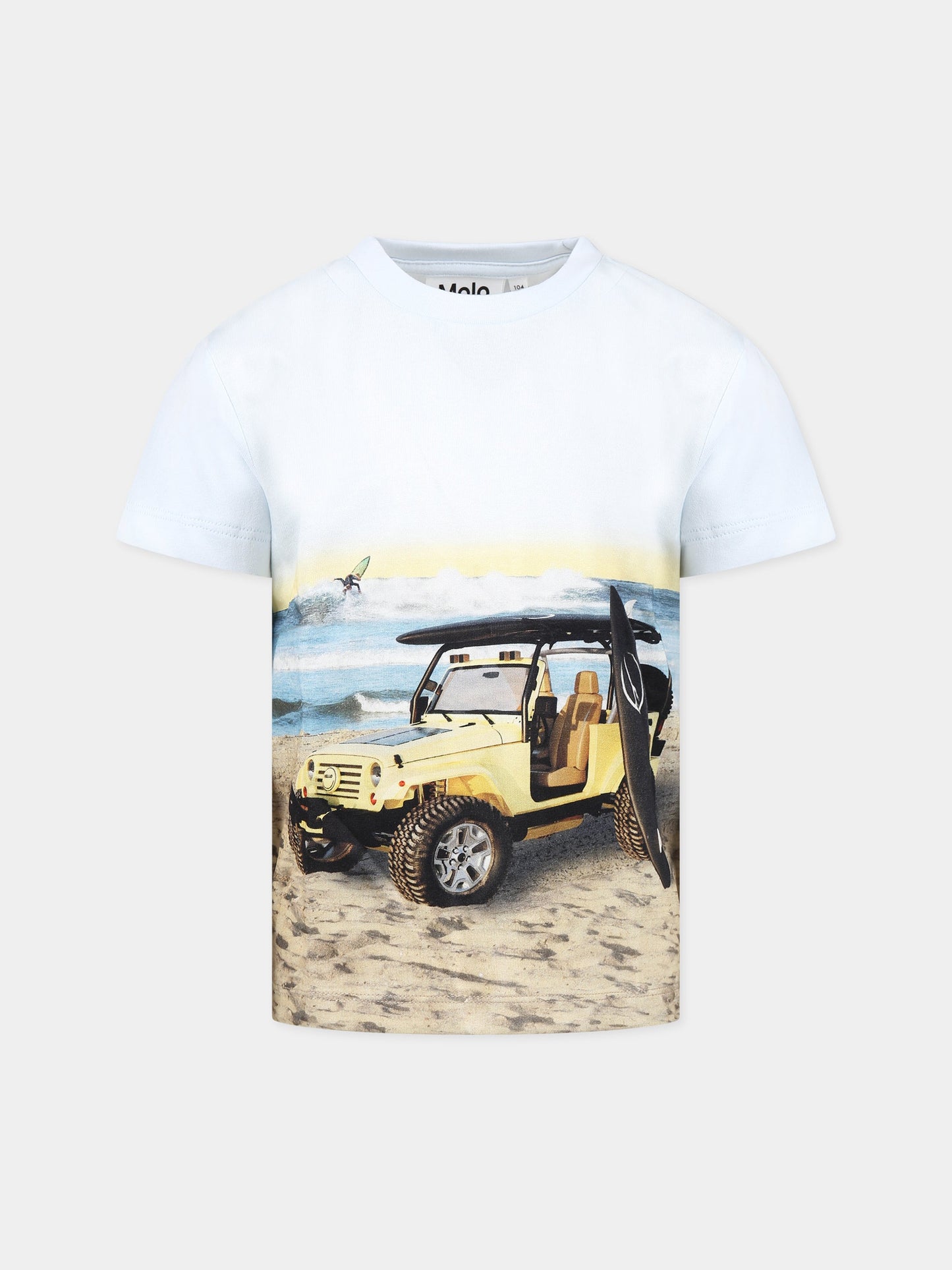 T-shirt multicolor per bambino con stampa jeep e spiaggia,Molo,1S23A206 7943