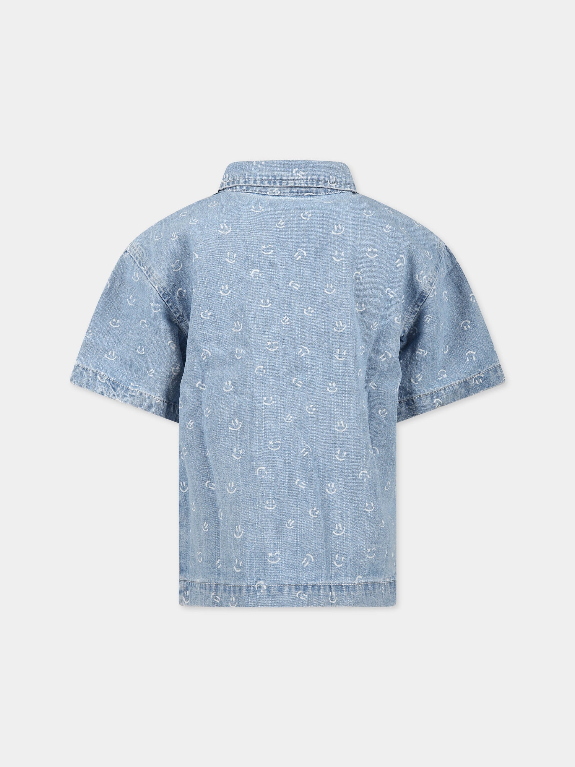Camicia celeste per bambino con smile all-over,Molo,1S23C202 6723