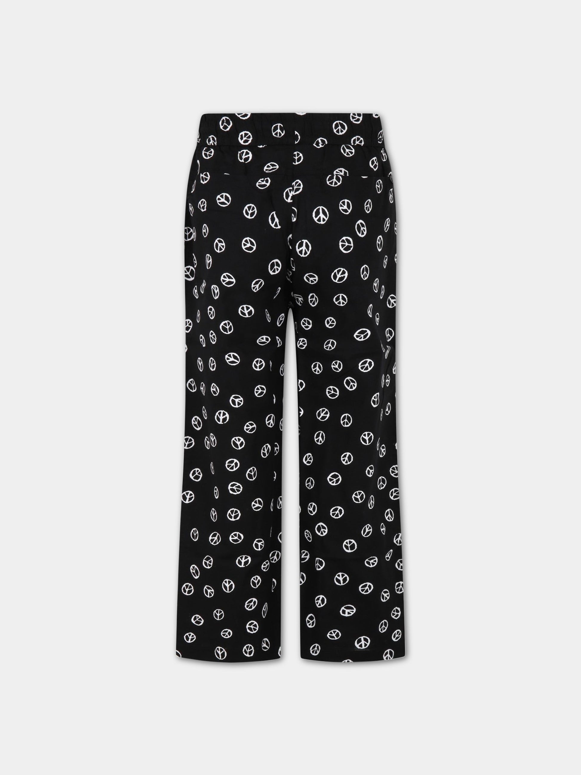 Pantaloni neri da tuta per bambino con smile bianco all-over,Molo,1S23I103 6755