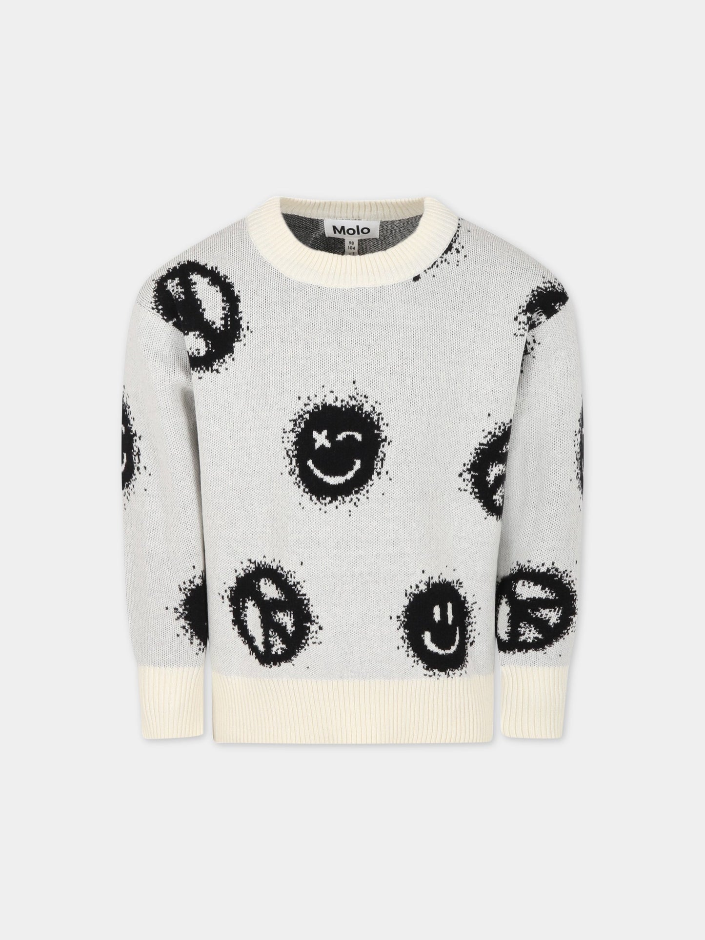 Maglione bianco per bambino con smile,Molo,1S23K202 6833