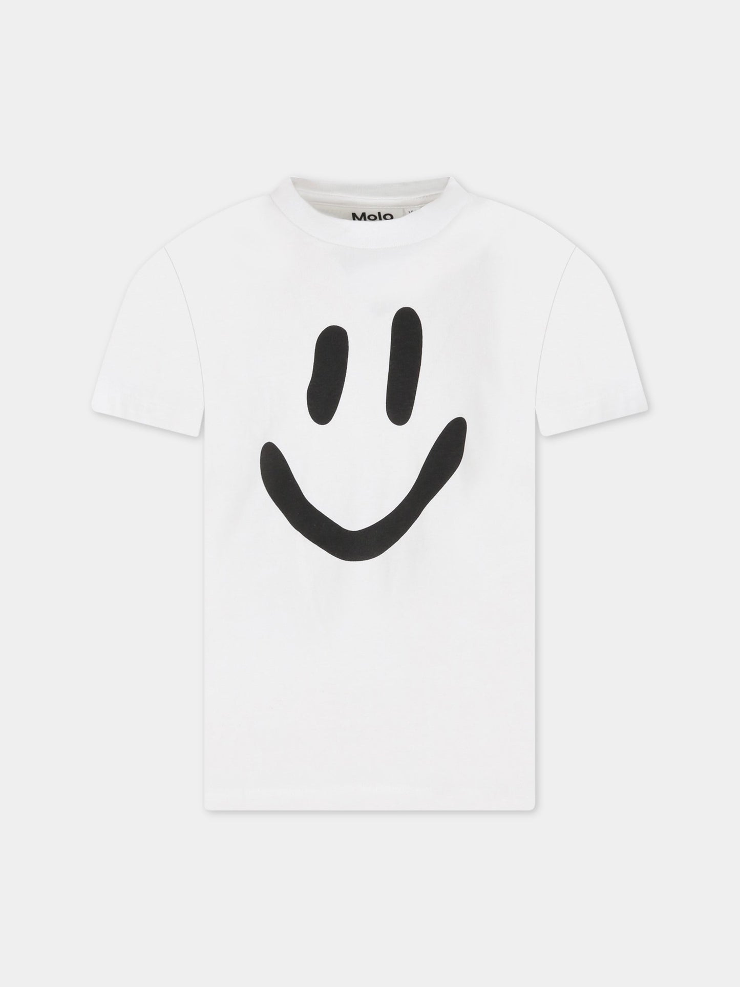 T-shirt bianca per bambini con smile nero,Molo,6S23A207 0000
