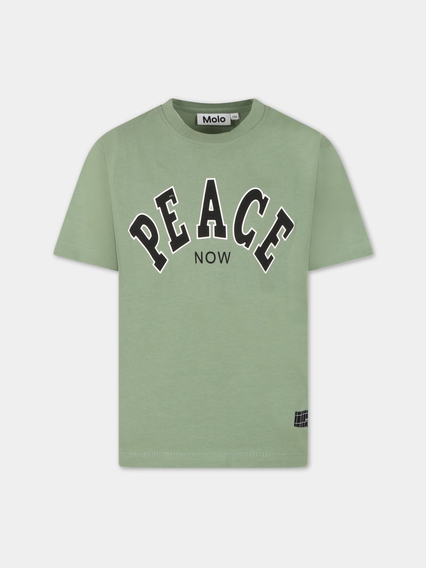 T-shirt verde per bambino con scritta Peace,Molo,6S23A216 8729