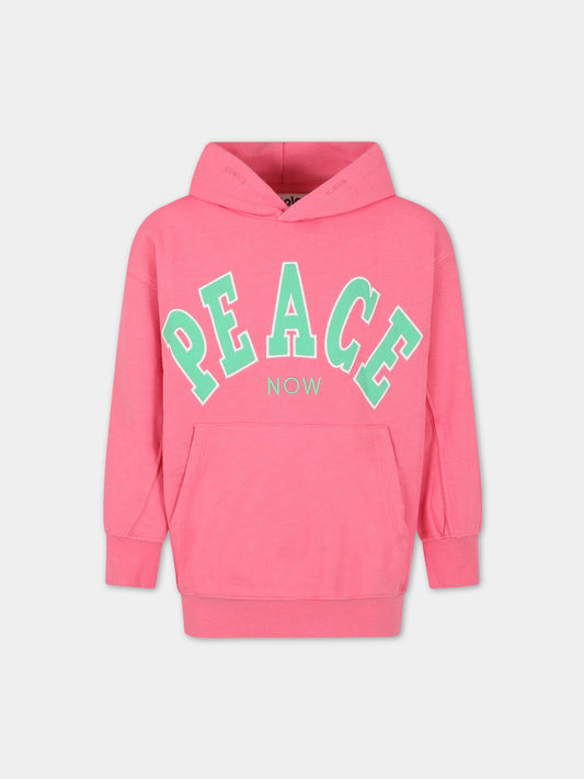 Felpa rosa per bambina con scritta  Peace Now ,Molo,6S23J303 2705