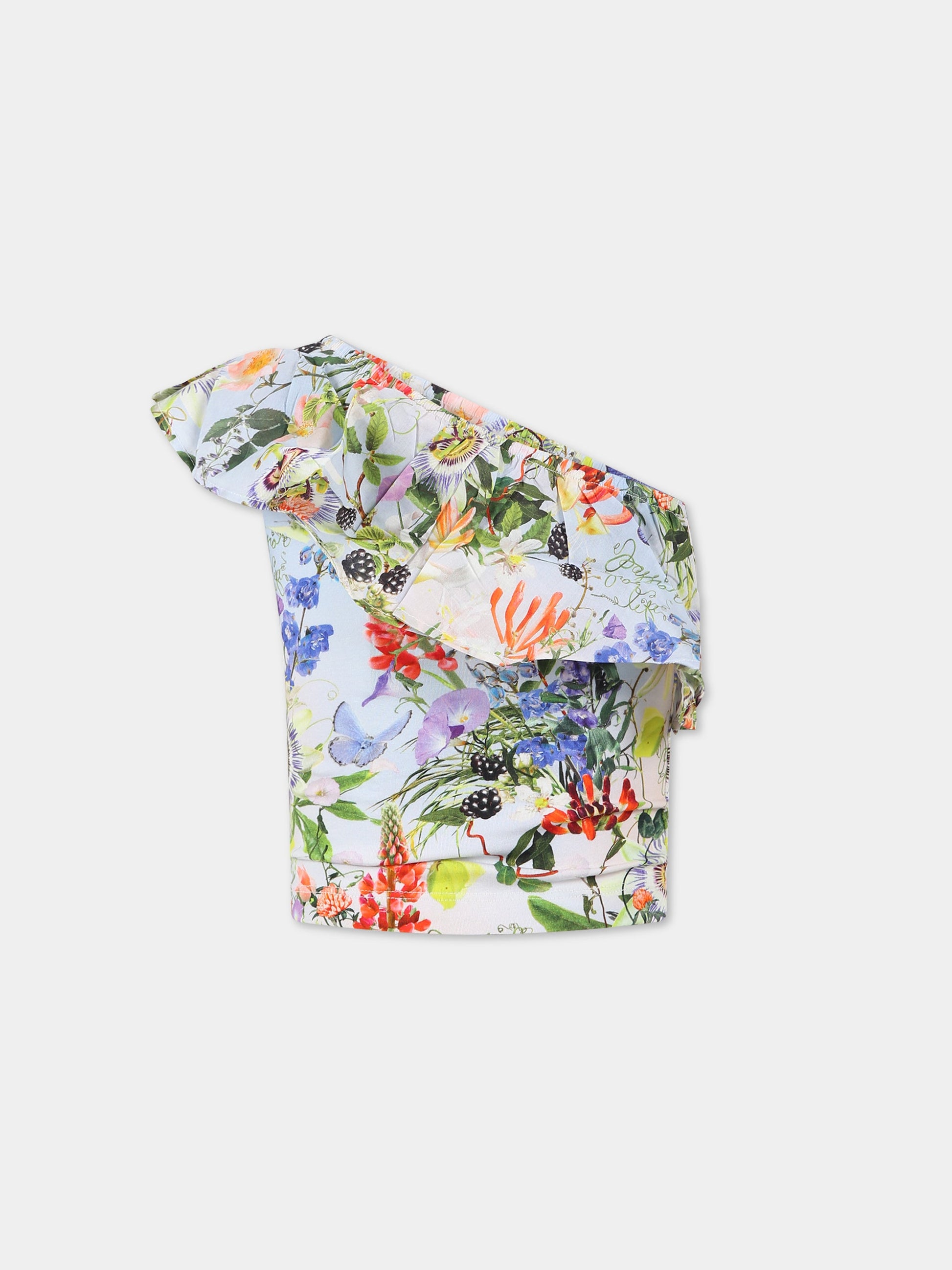 T-shirt multicolor per bambina con stampa fiori e farfalla,Molo,2S23A102 6682