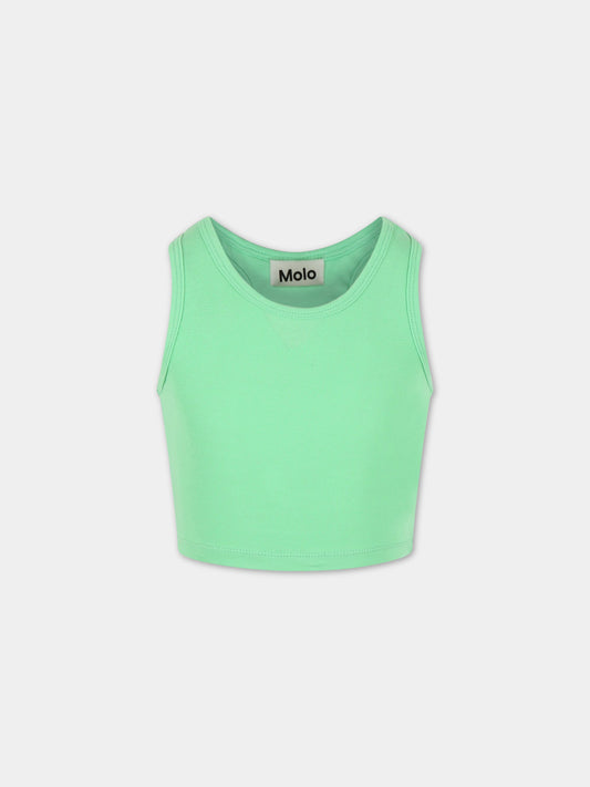 Canotta verde per bambina con patch logato,Molo,2S23A112 8713