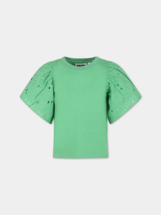 T-shirt verde per bambina con rouches,Molo,2S23A204 8707