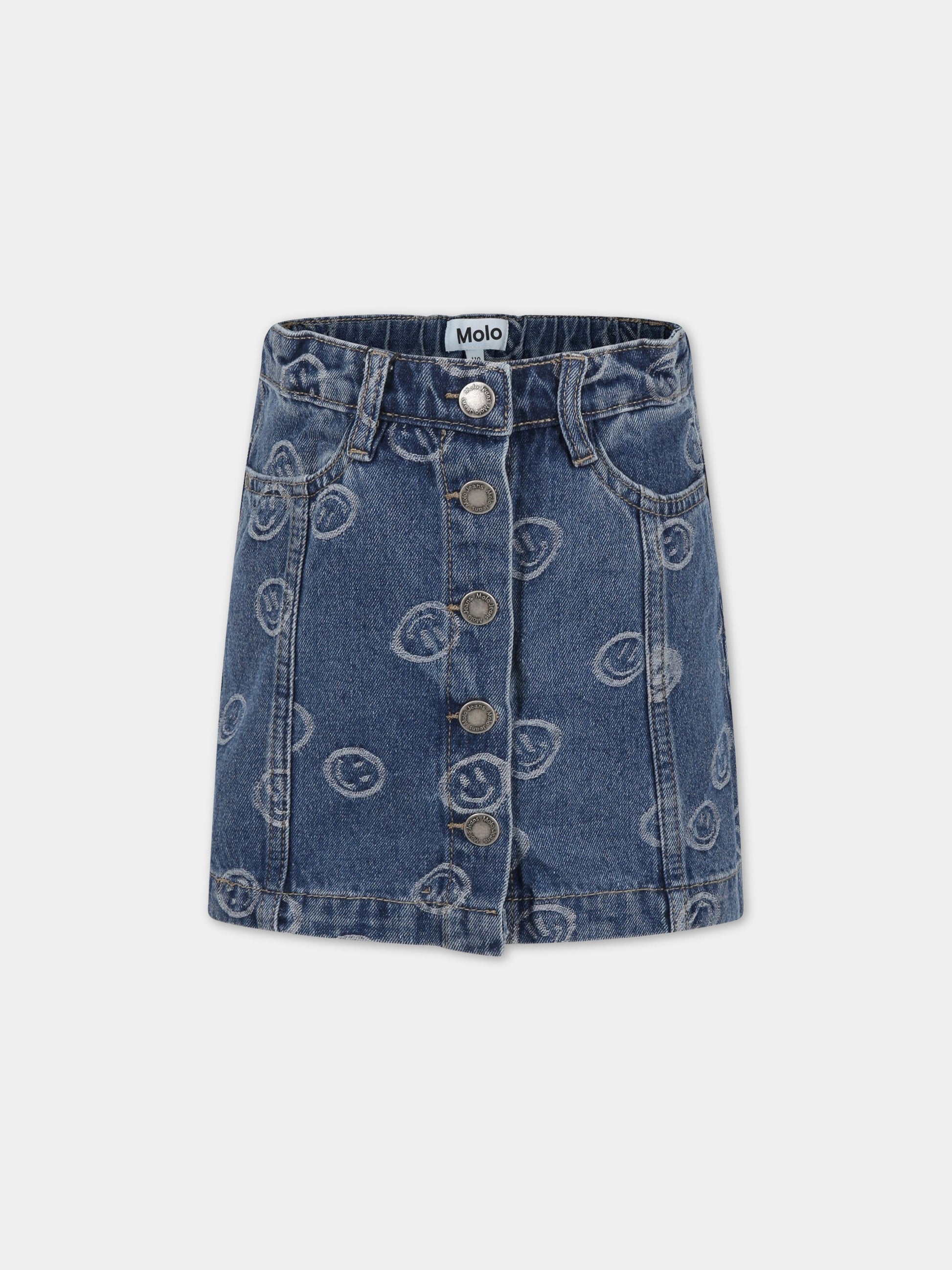 Gonna blu per bambina con smile e logo,Molo,2S23D120 6791