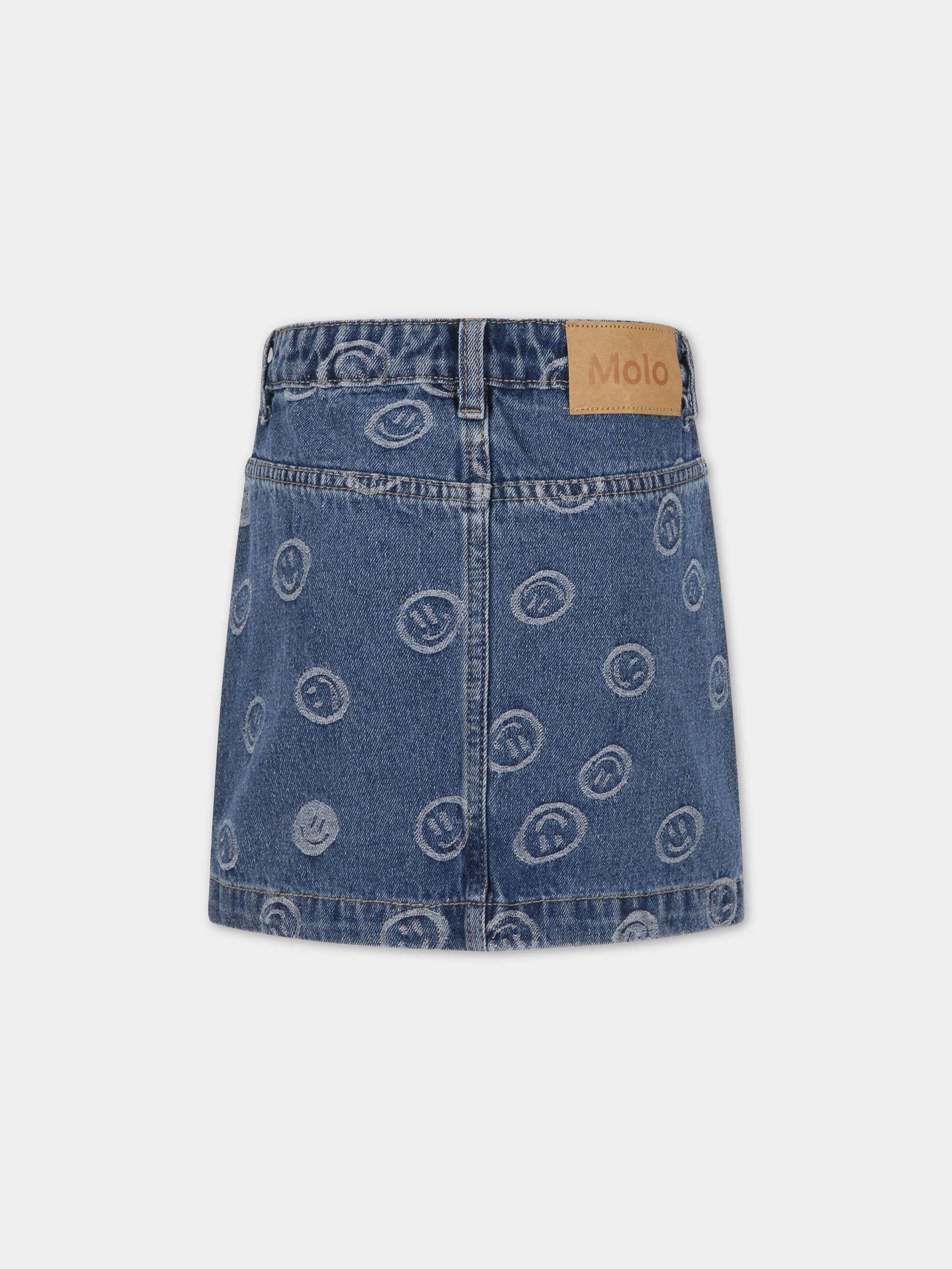 Gonna blu per bambina con smile e logo,Molo,2S23D120 6791