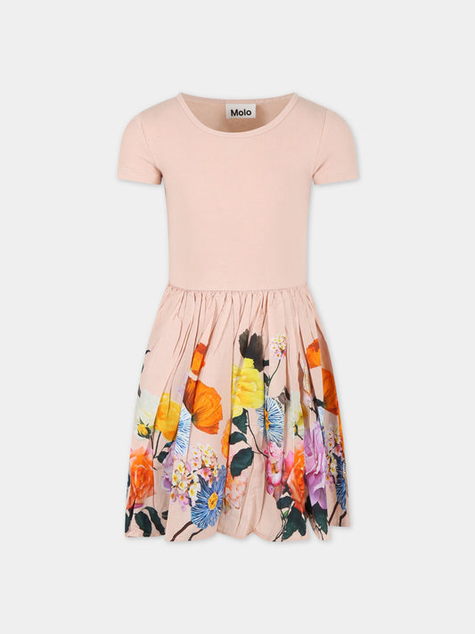 Vestito rosa per bambina con stampa floreale,Molo,2S23E119 7935