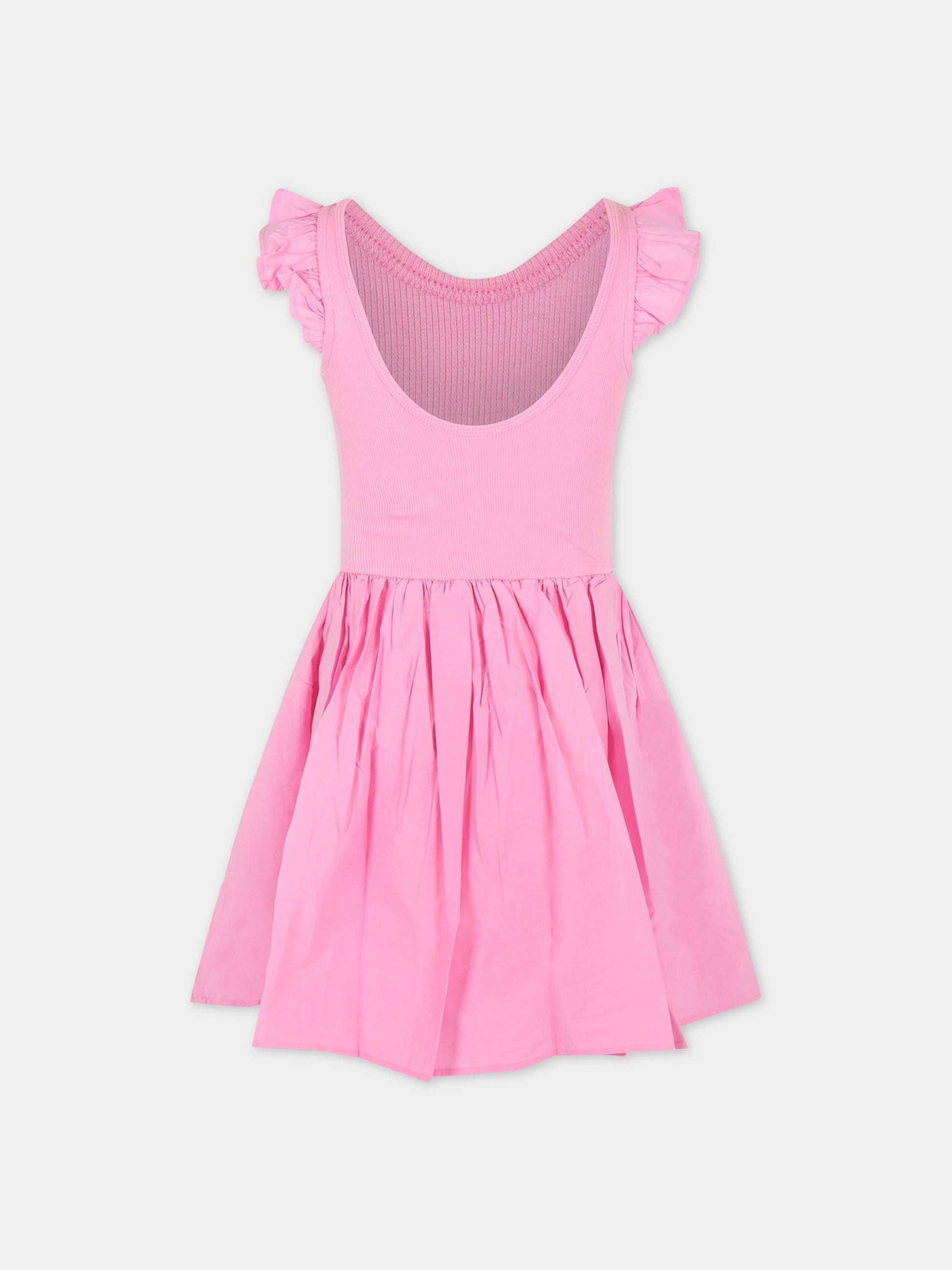 Vestito rosa per bambina con patch logato,Molo,2S23E125 8696