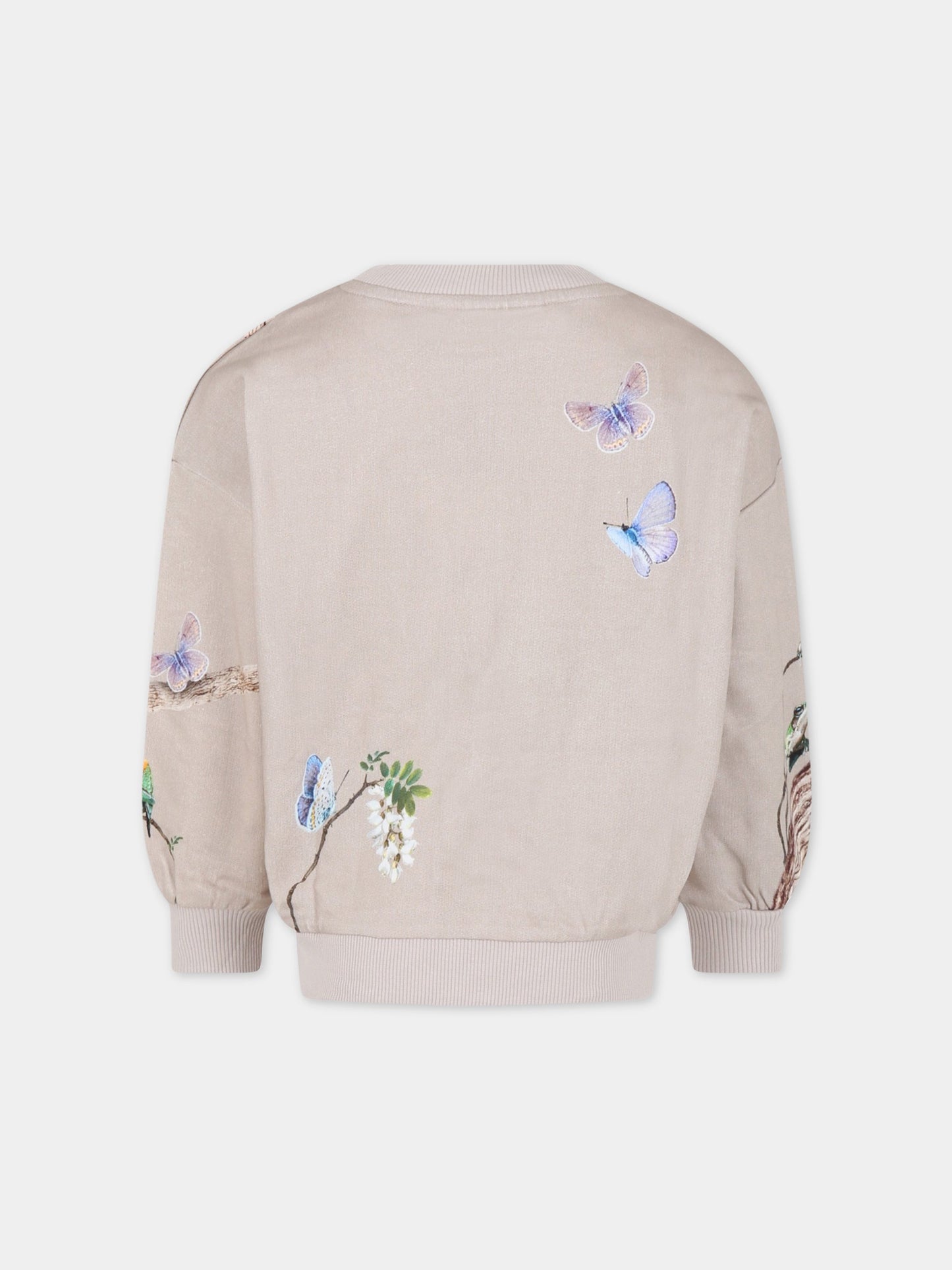Felpa beige per bambina con tigre e fiori,Molo,2S23J207 3272