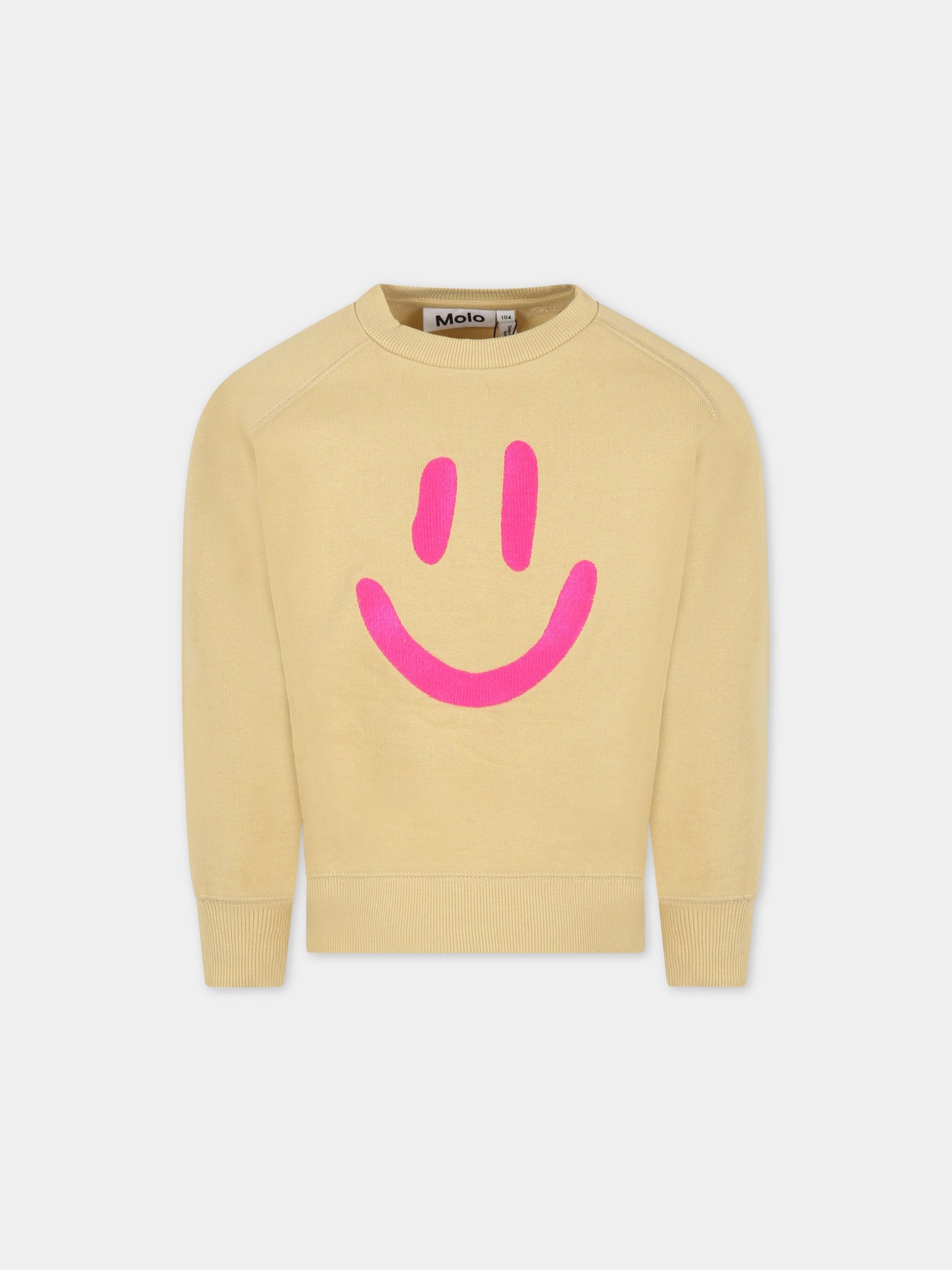 Felpa giallo-senape per bambina con smile fucsia,Molo,6S23J205 8703