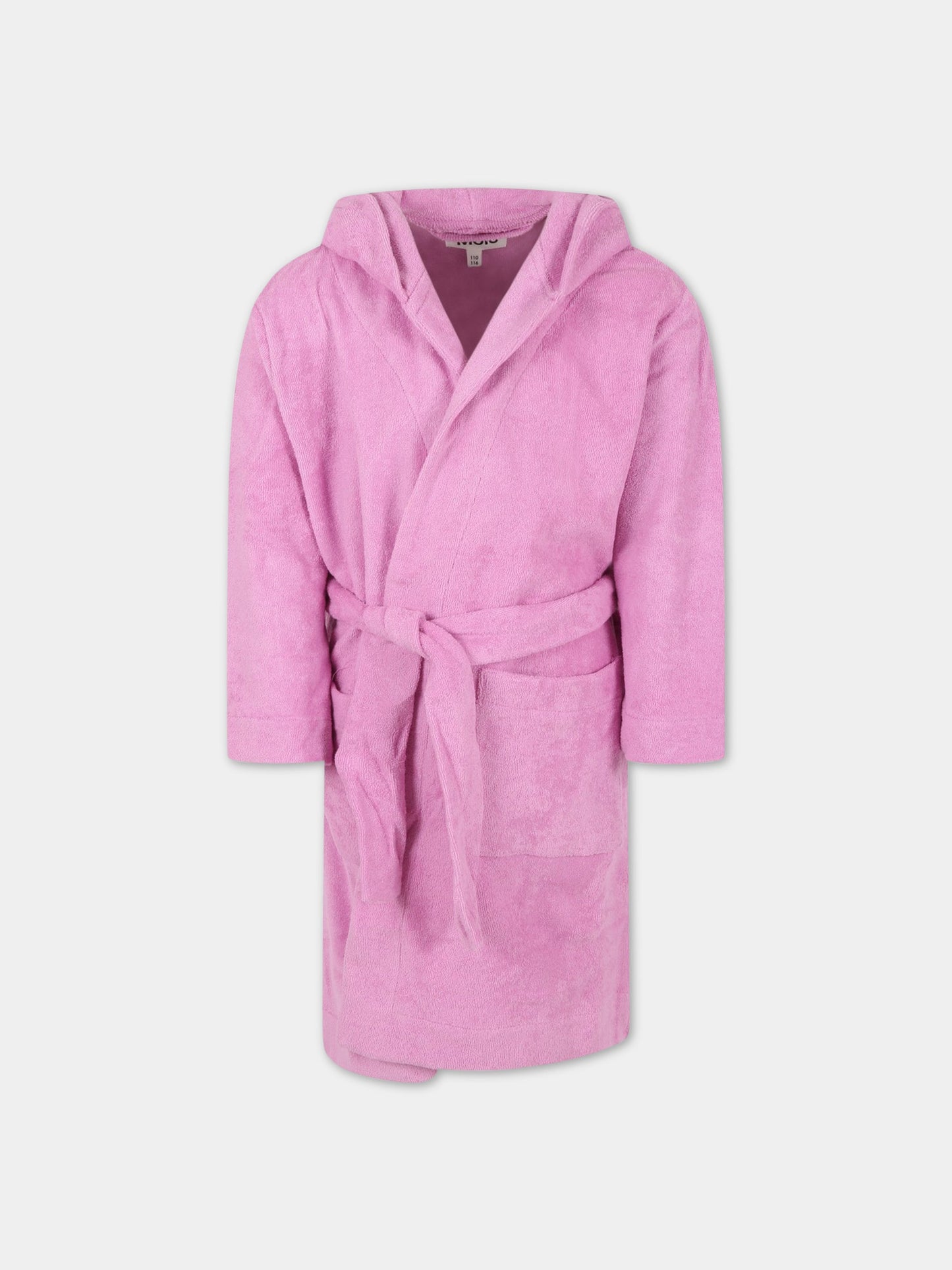 Accappatoio rosa per bambina con patch logato,Molo,7S23W402 8706