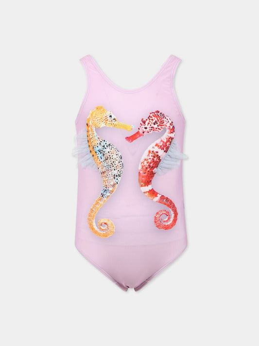 Costume rosa per bambina con cavallucci marini,Molo,8S23P510 7891