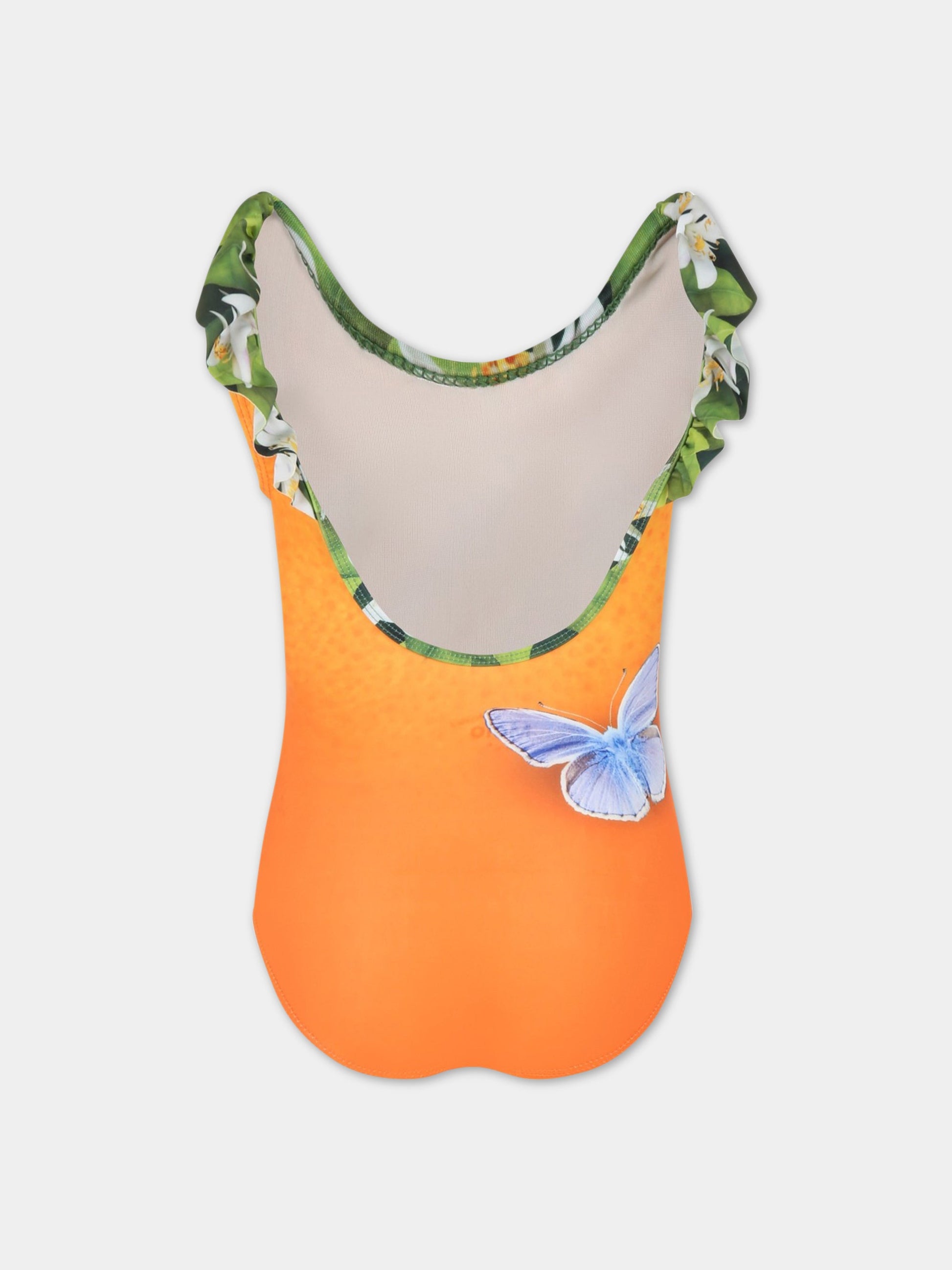 Costume arancione per bambina con logo,Molo,8S23P510 7882