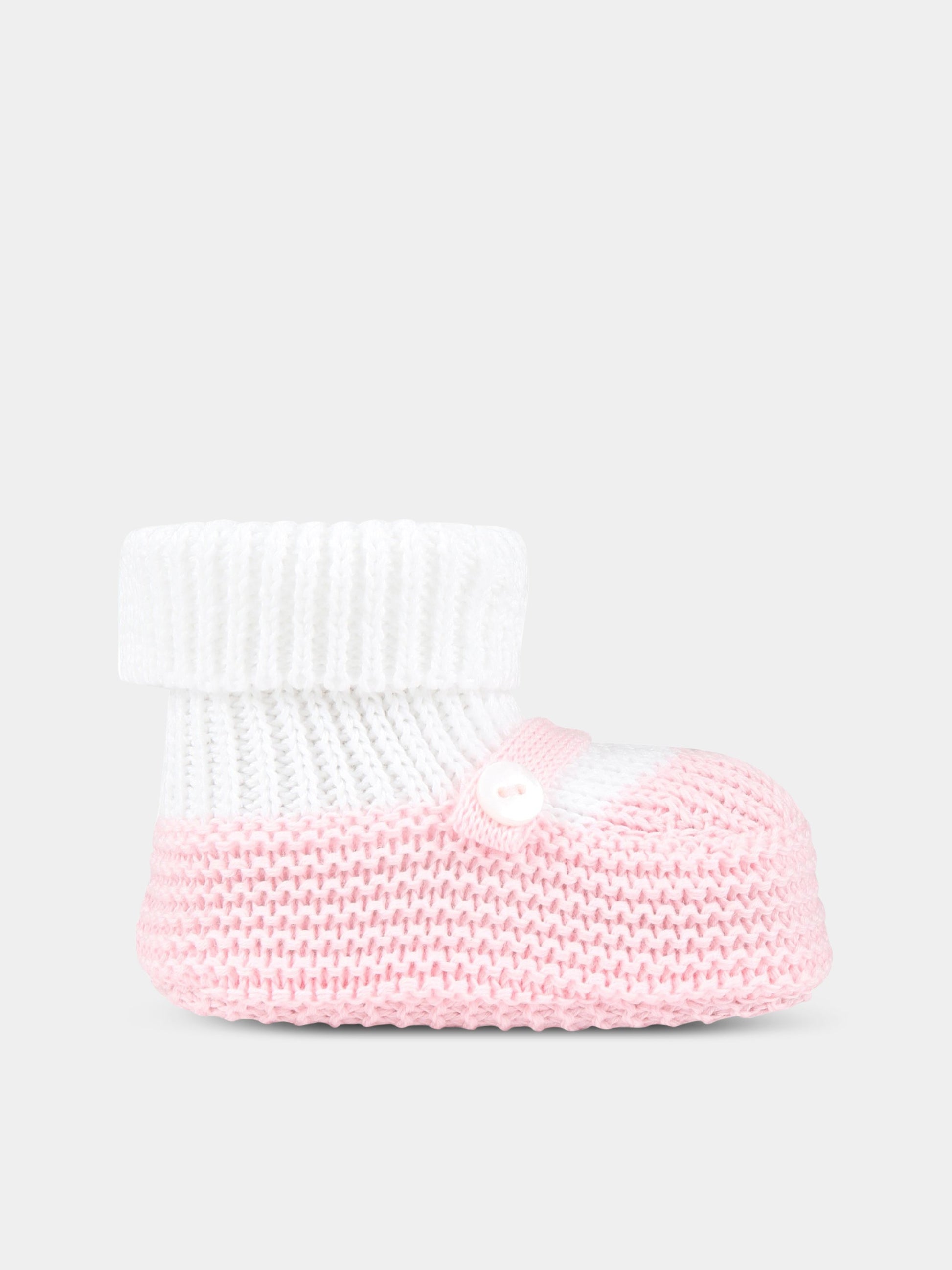 Babbucce multicolor per neonata,Little Bear,6112 BIANCO/ROSA