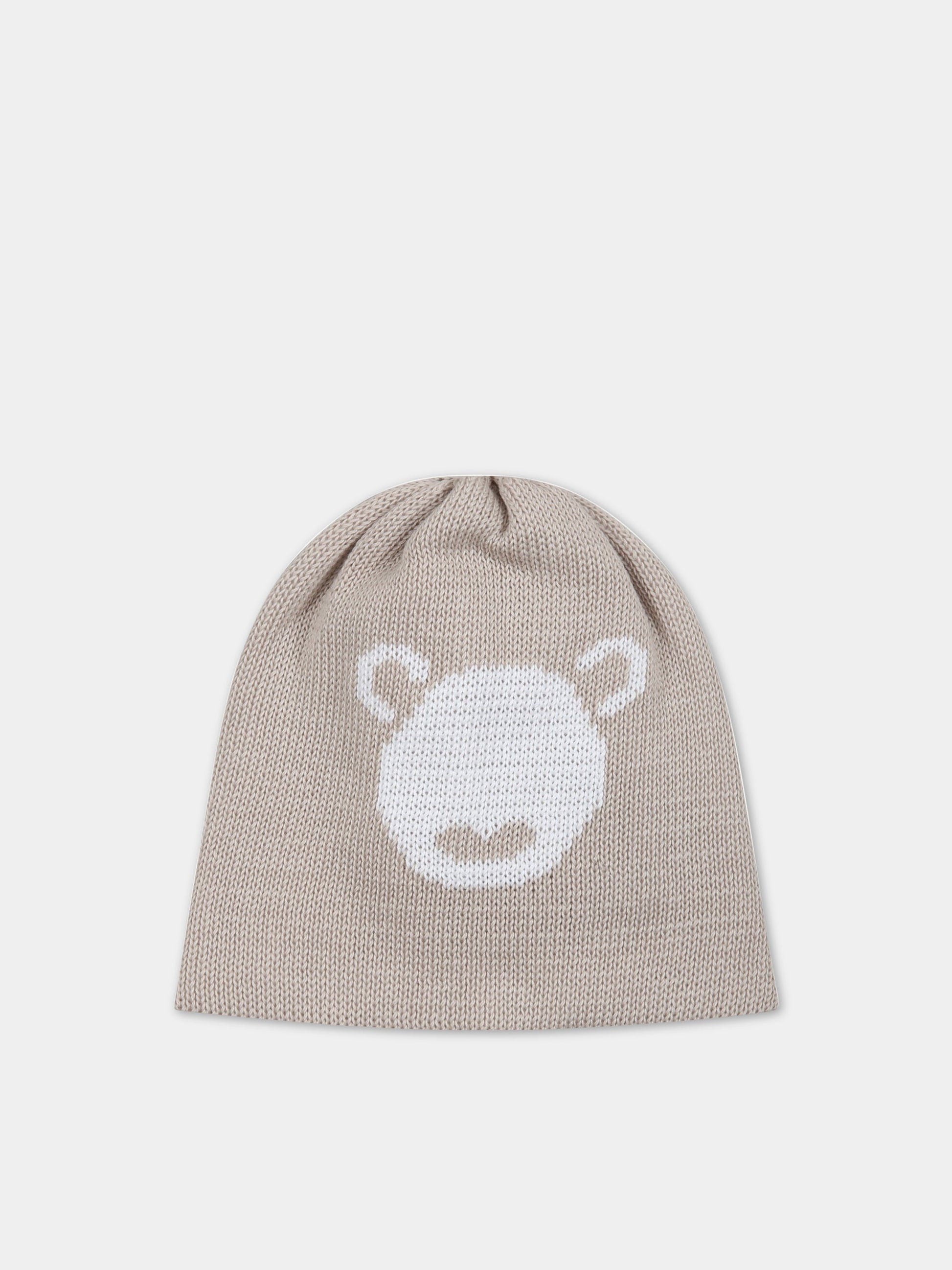 Cappello beige per neonati,Little Bear,6107 CORDA/BIANCO