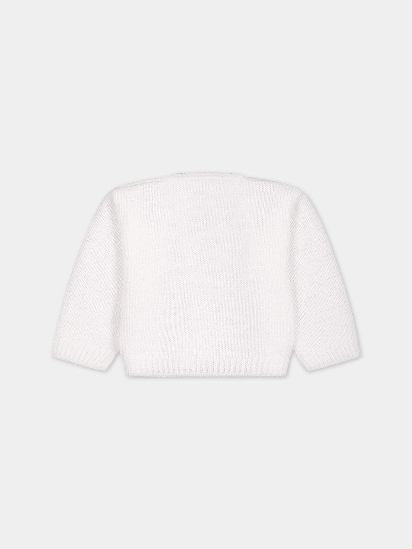 Cardigan bianco per neonata,Little Bear,6003 BIANCO/BIANCO