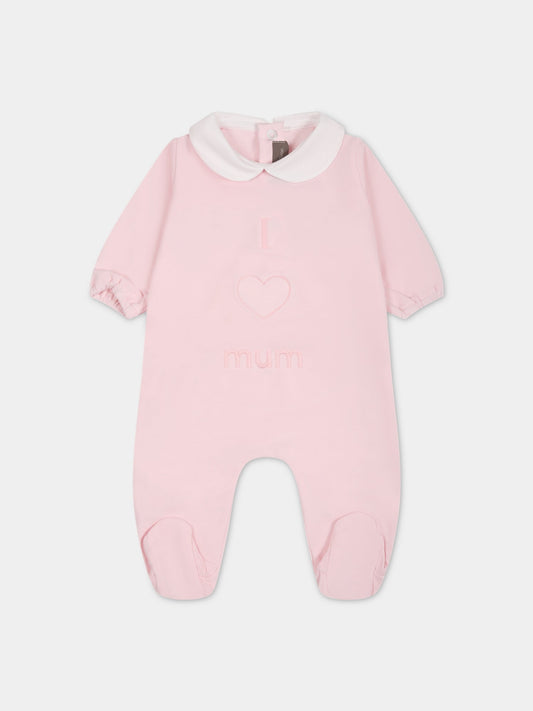 Tutina rosa per neonata con scritta e cuore,Little Bear,6038 ROSA