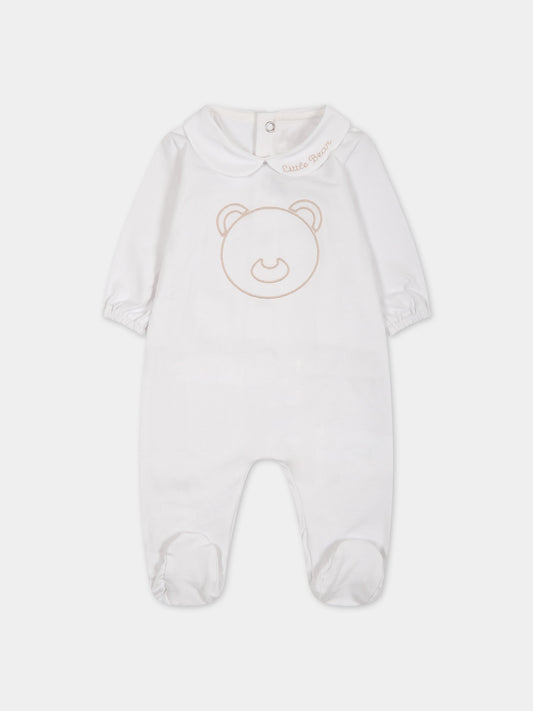 Tutina bianca per neonati con orso e logo,Little Bear,6036 BIANCO/CORDA