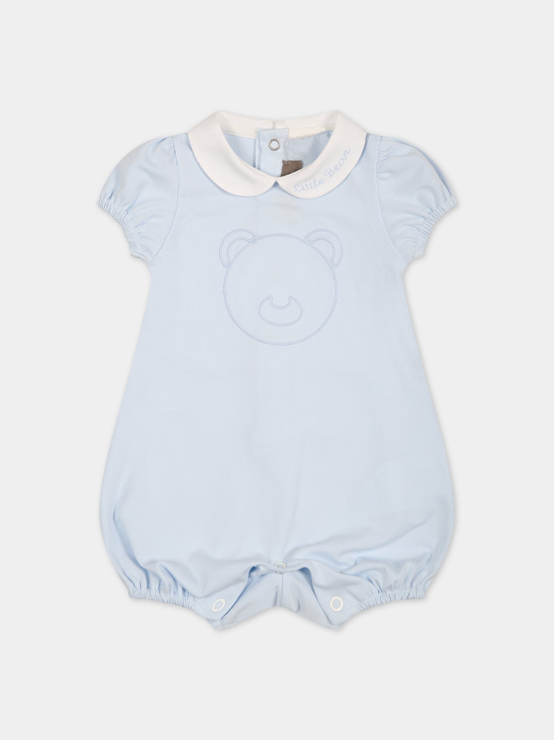 Pagliaccetto celeste per neonato con orso e logo,Little Bear,6048 CIELO