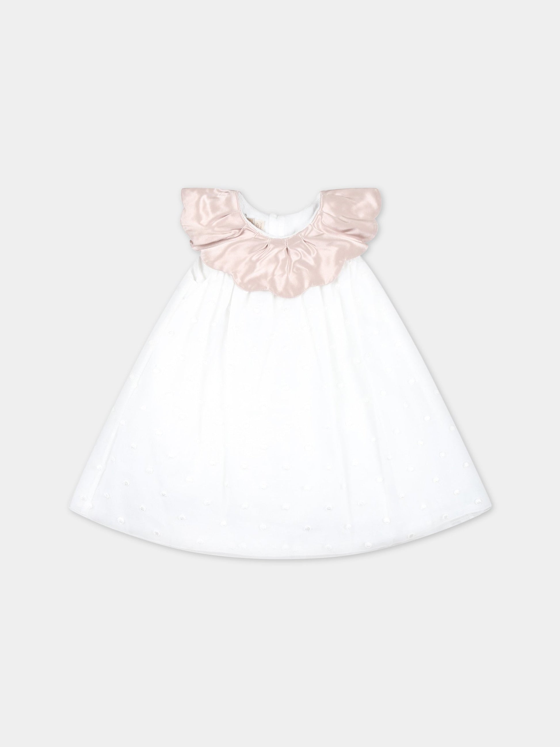 Vestito bianco per neonata con pois,La Stupenderia,CCAB72X47 S06