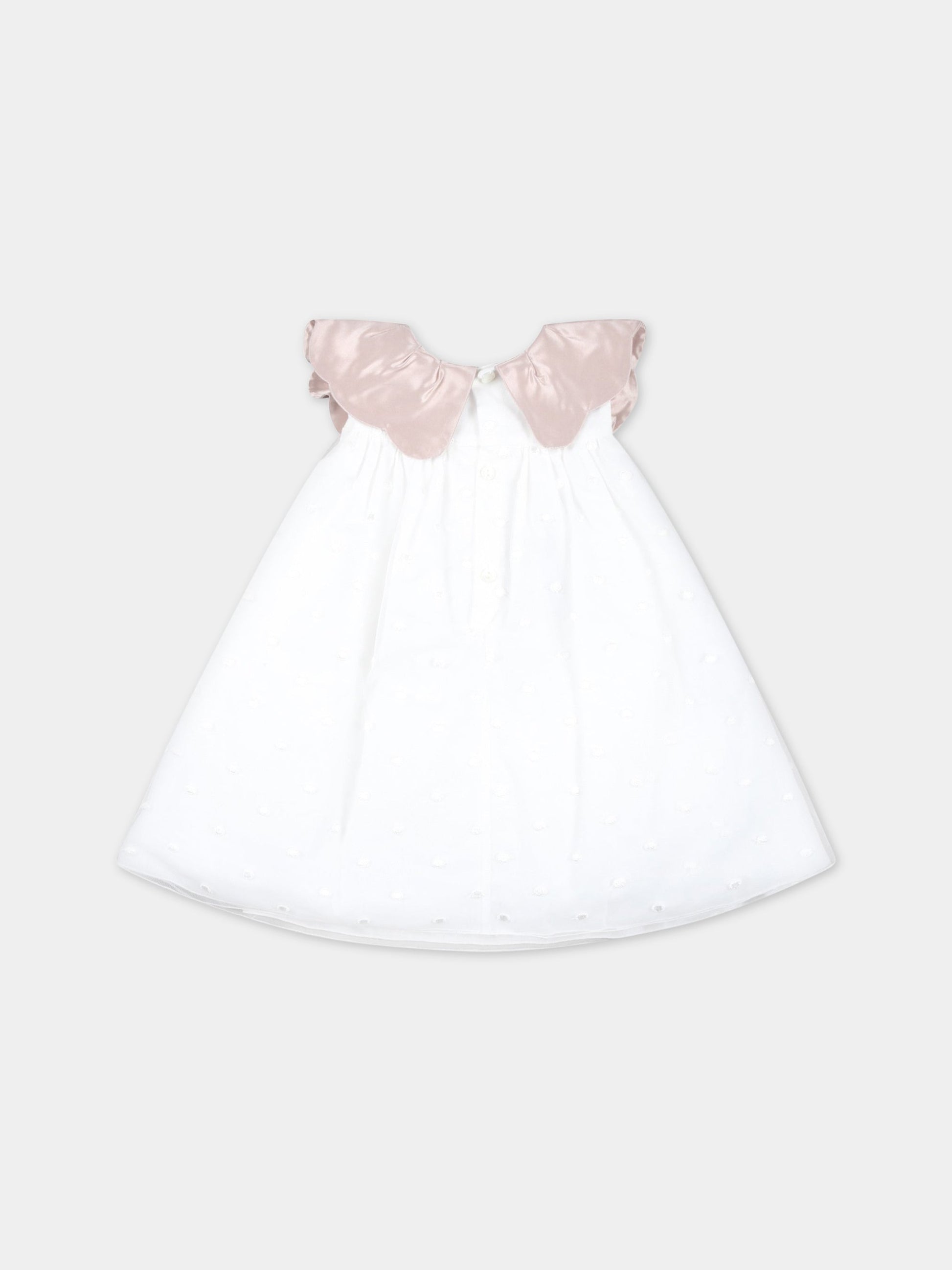 Vestito bianco per neonata con pois,La Stupenderia,CCAB72X47 S06