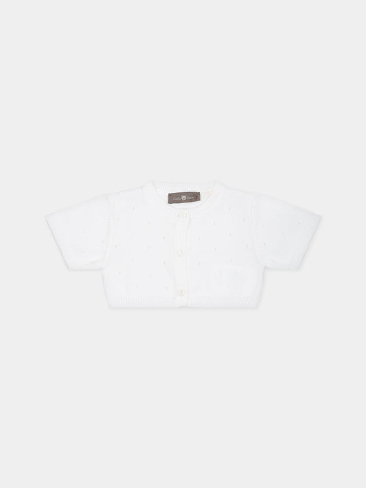Cardigan bianco per neonata,Little Bear,6163 BIANCO